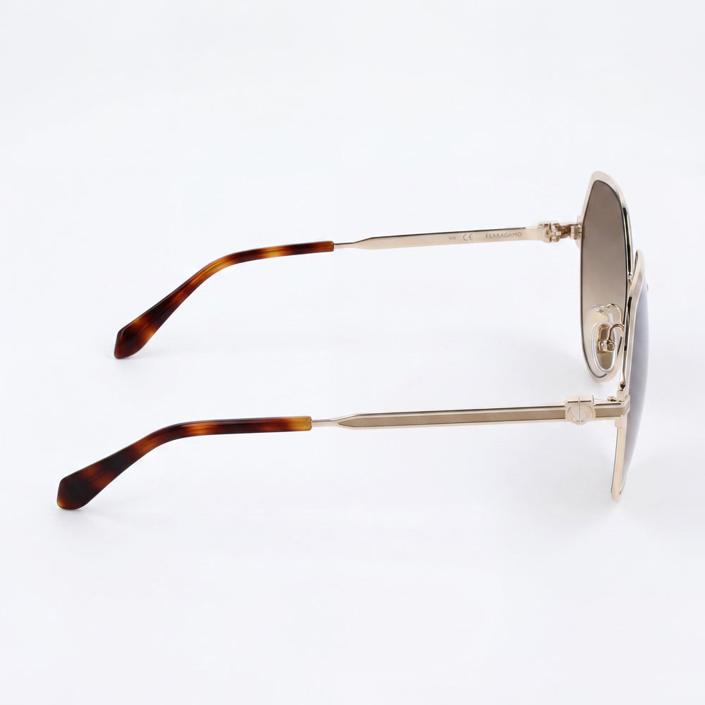 Ferragamo Modern Men's Metal Non-Polarized Sunglasses with Gold Brown Gradient UV 400 Lenses 62mm