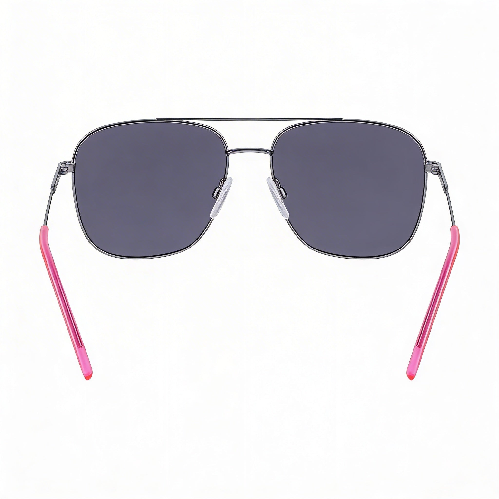 DKNY Square Women's Metal 100% UV Protection Sunglasses, Gunmetal Neon Pink Frame with Solid Smoke Lenses, 58mm, Photo 2