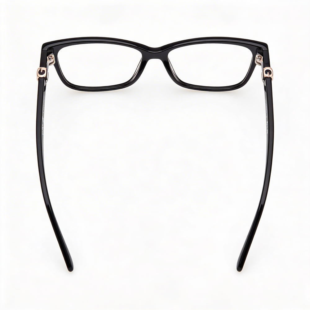 Gafas Guess Gu50227 de montura de plástico negro brillante para mujer, ancho de lente 50 mm, ancho de puente 15 mm, longitud de patilla 140 mm