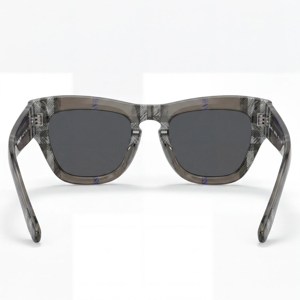 Gafas de sol unisex BURBERRY Classic con montura gris y lentes de policarbonato gris oscuro, ancho de lente de 51 mm