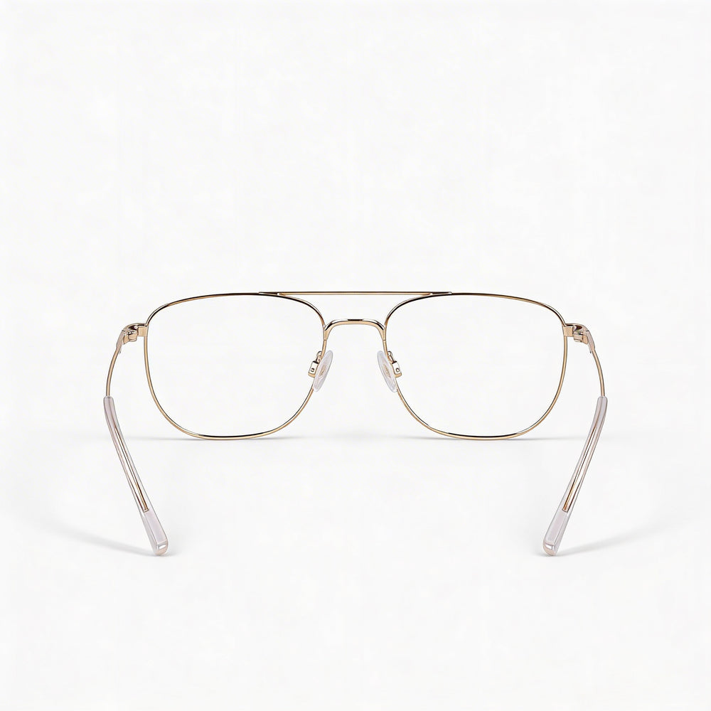 Montura de gafas Flexon Casual para hombre, de metal dorado, con ancho de lente de 55 mm, puente de 17 mm y patillas de 145 mm