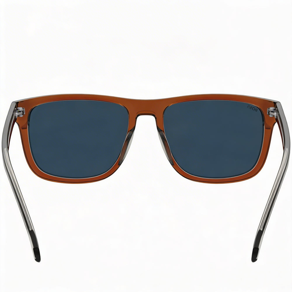 Gafas de sol de acetato ecológico marrón para hombre Hugo Boss Boss 1626/S con lentes azules, protección UV, 55mm