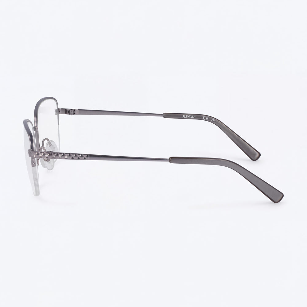 Flexon Classic Unisex Eyeglasses with Metal Frame, Satin Light Gunmetal, 54mm Lens Width