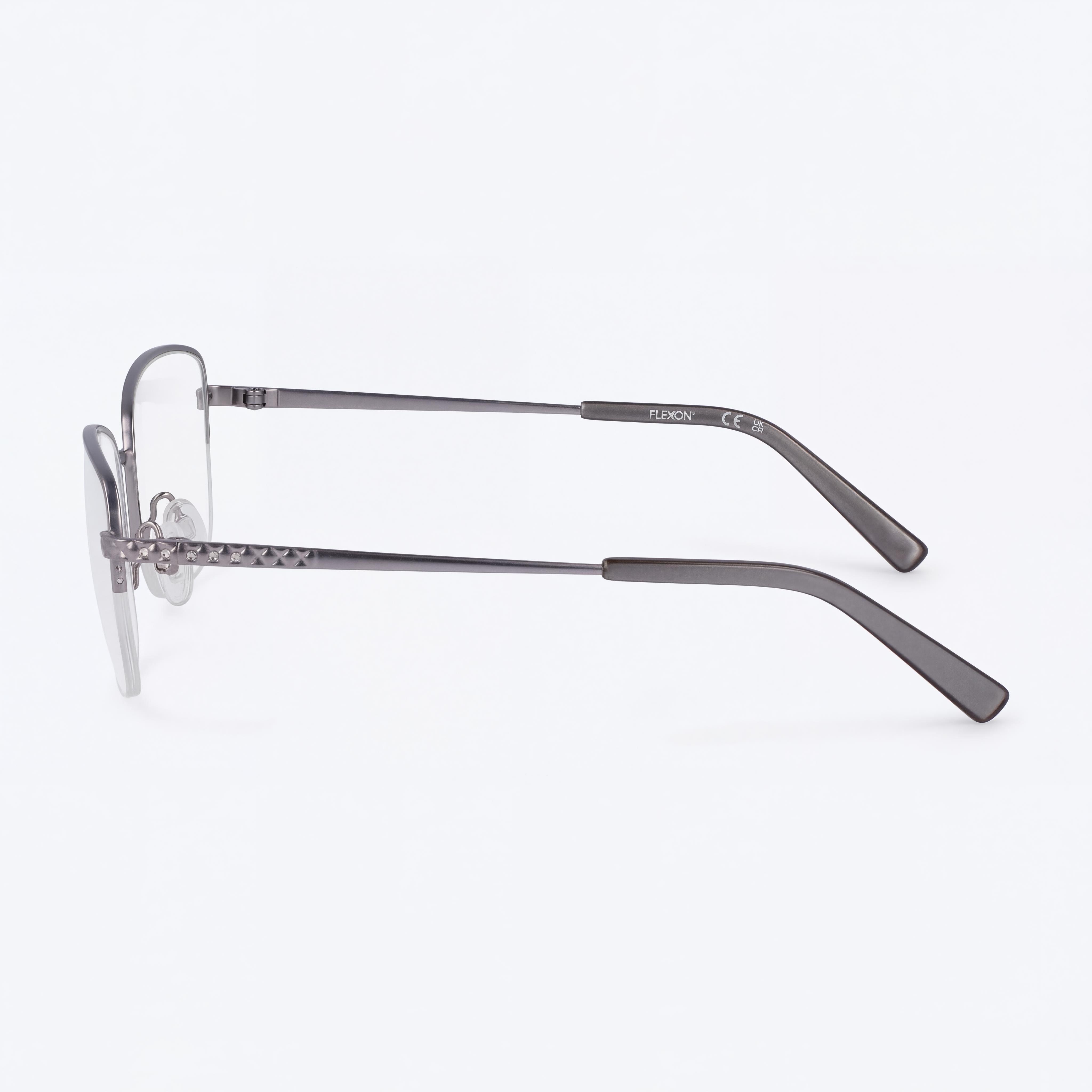 Flexon Classic Unisex Eyeglasses with Metal Frame, Satin Light Gunmetal, 54mm Lens Width, Photo 3