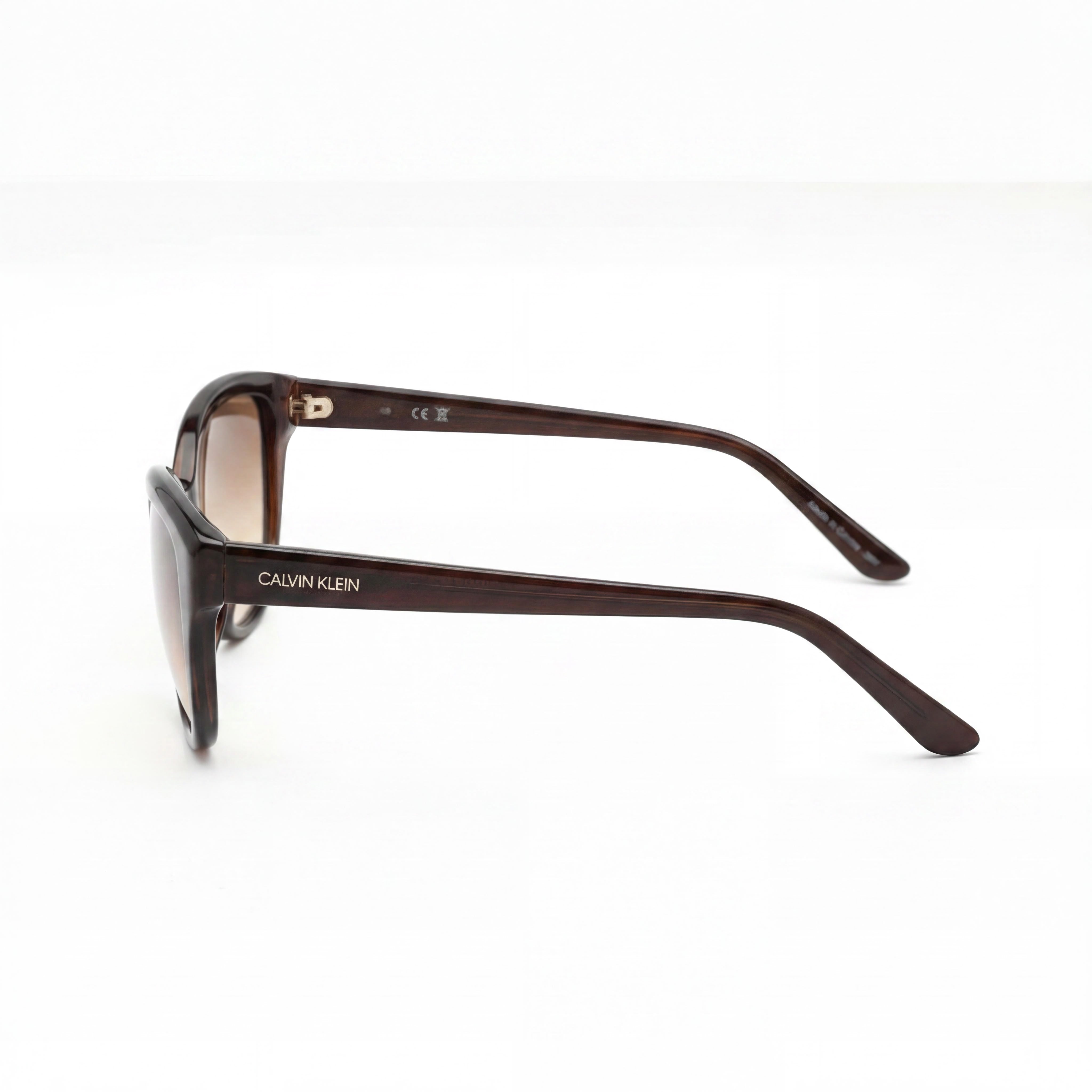 Gafas de sol Calvin Klein CK19536S para mujer, con protección UV, montura de plástico marrón cristal, lentes marrones, 55 mm, Photo 3