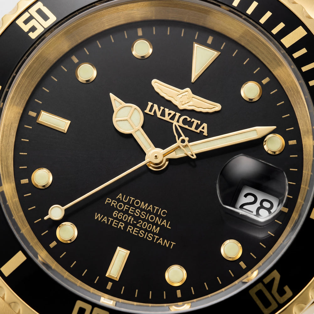 Invicta Men's Pro Diver 8929OBXL Automatic Gold Black Stainless Steel Bracelet Watch with Black Dial 43mm