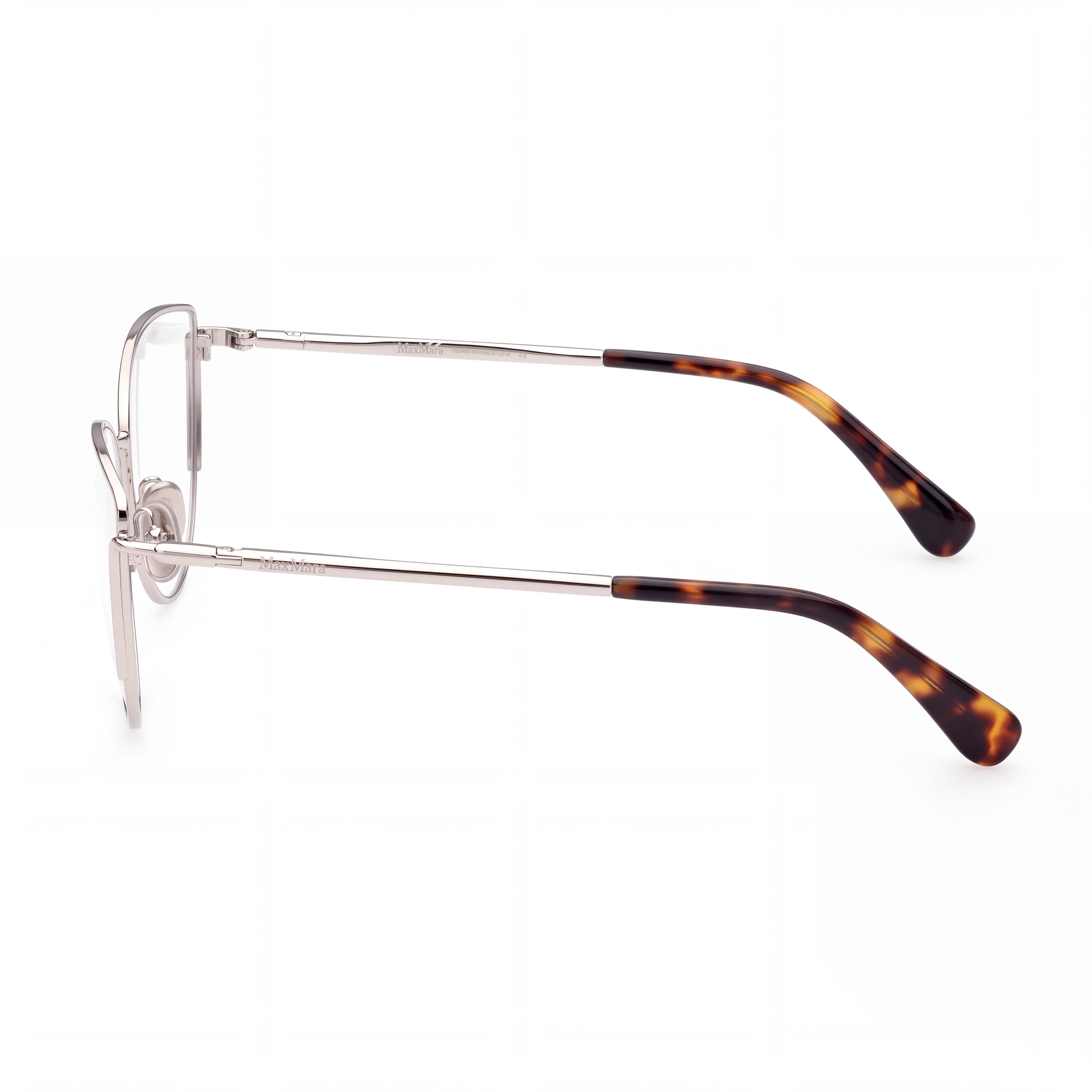 MaxMara Casual Women's Metal Eyeglasses with Transparent Lenses, Shiny Palladium Frame 54mm, Photo 3