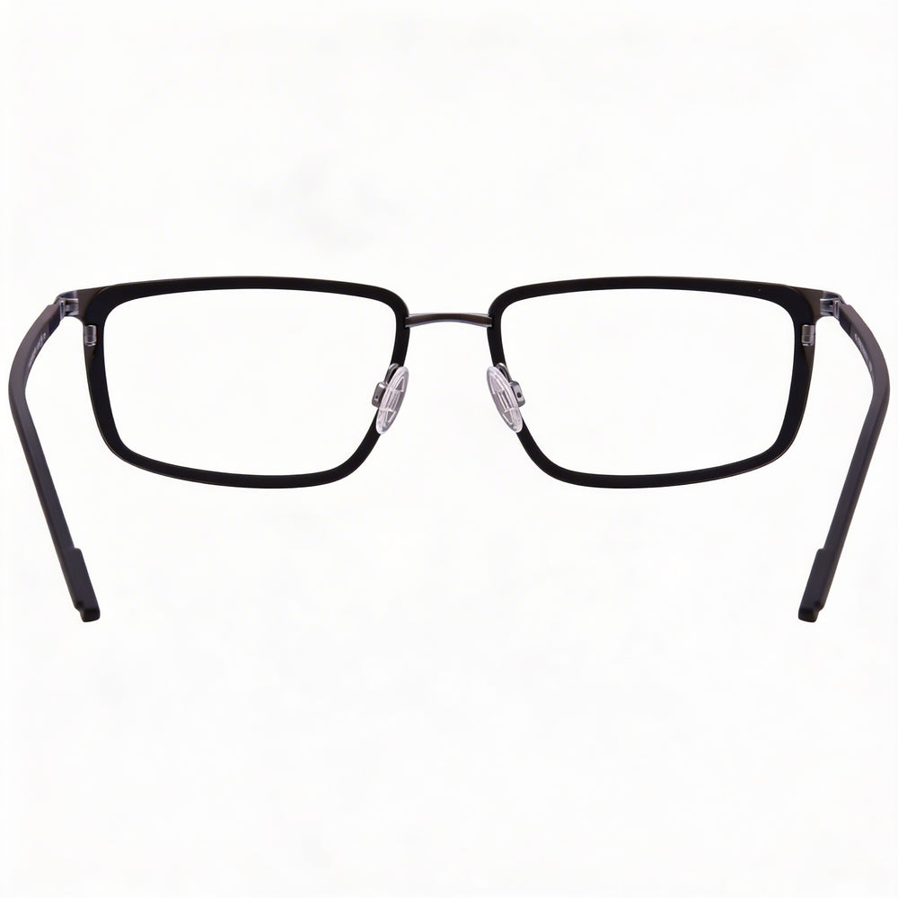 Gafas Flexon E1138 para hombre, de metal negro, con montura completa, rectangulares y lentes transparentes, 56 mm