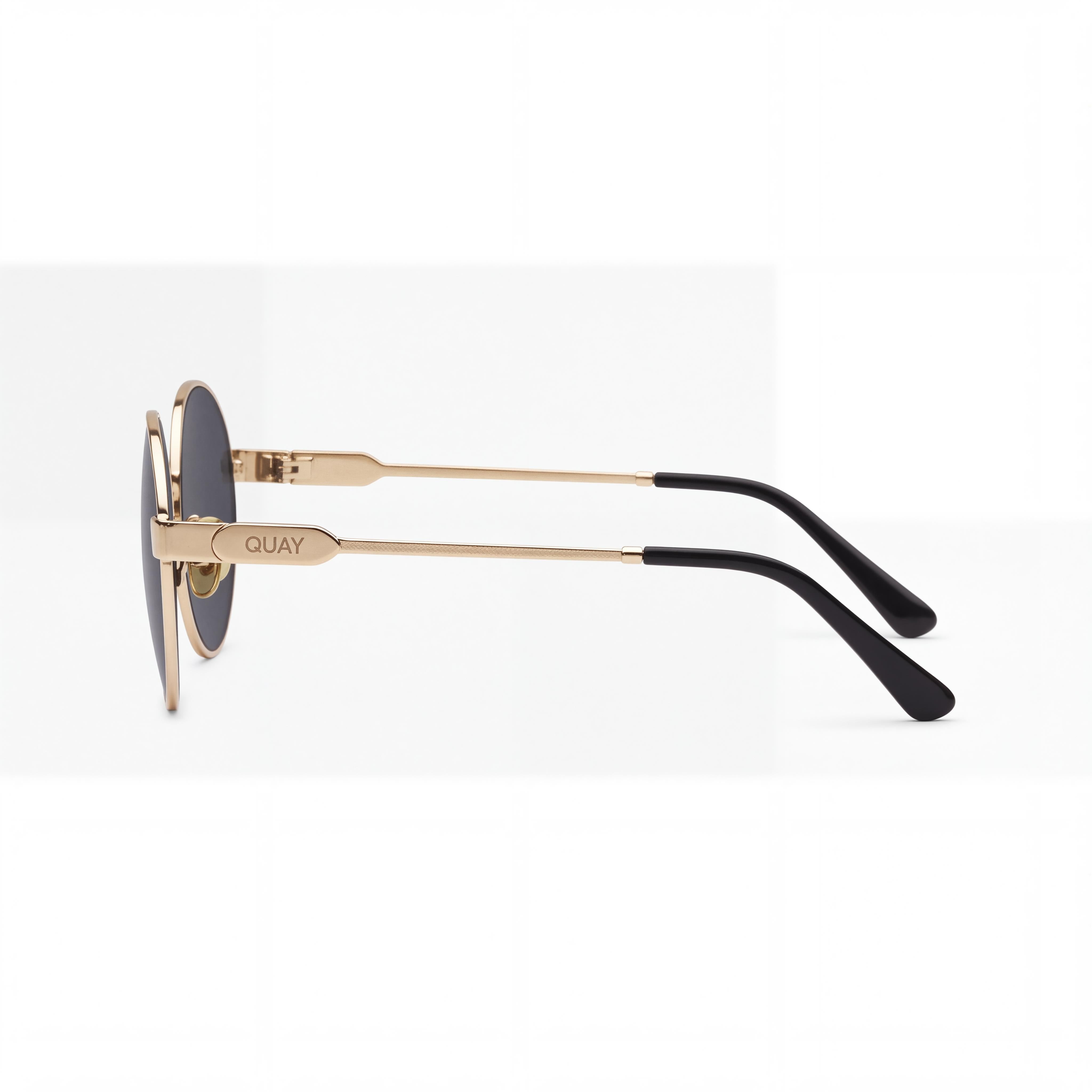 QUAY AUSTRALIA Gafas de sol de perfil alto para mujer, montura metálica dorada, lentes de policarbonato, sin polarizar, protección UV, 141mm, Photo 3