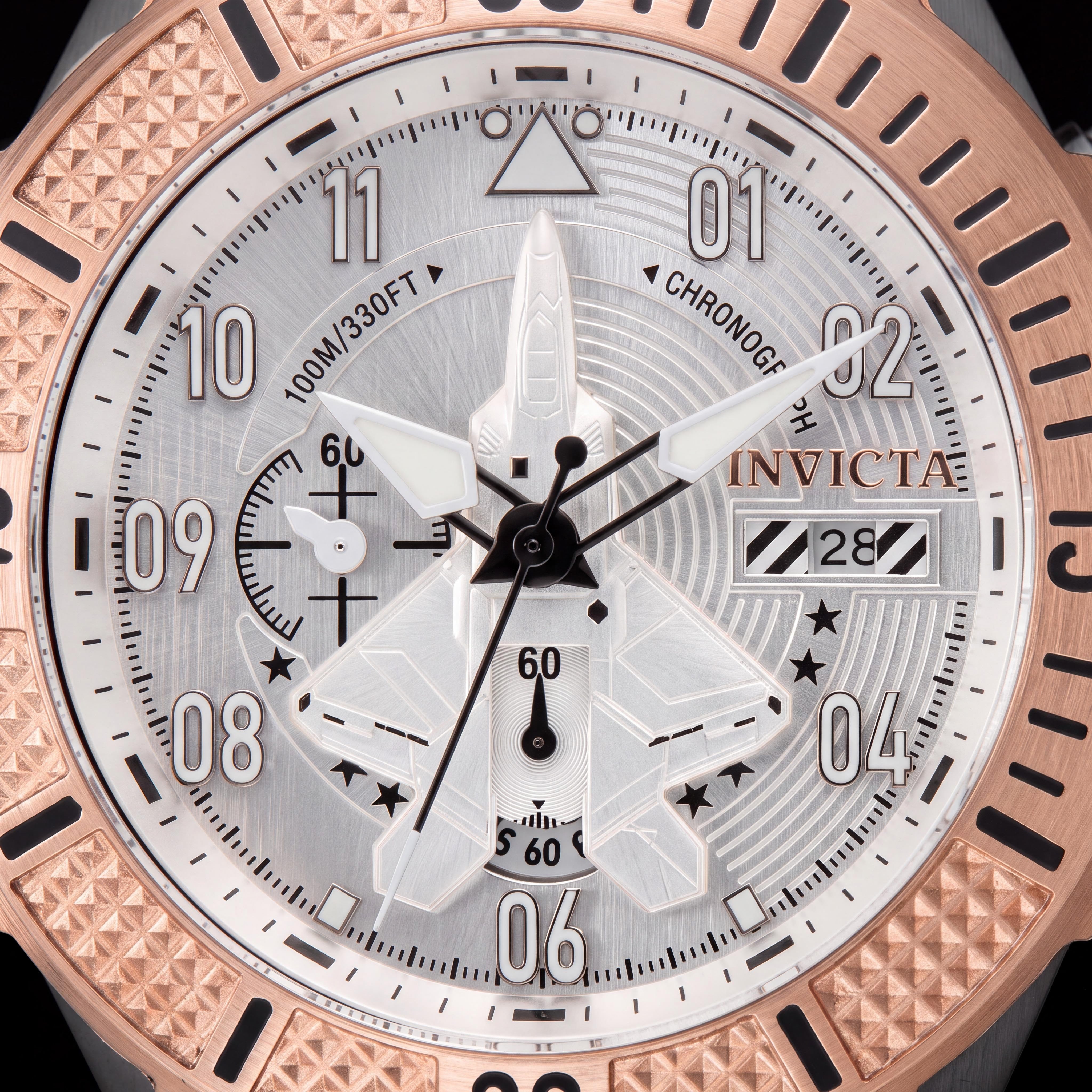 Invicta Modern Men's 50mm Quartz Water Resistant Watch with Black Case, Silver Dial, and Silicone Band, Photo 2