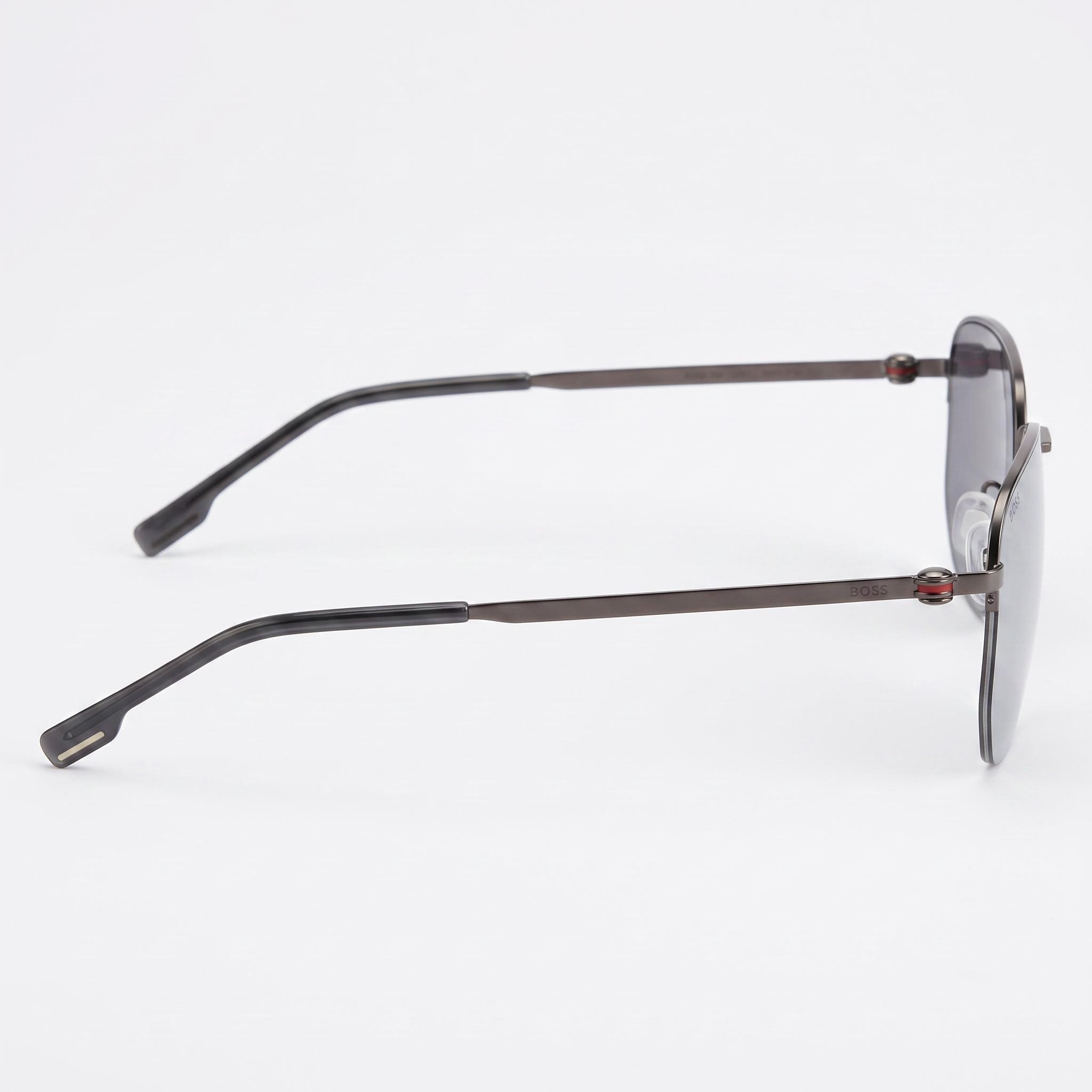 Gafas de sol Hugo Boss 1538/F/Sk para hombre, de acetato, sin polarizar, con protección UV, color plata rutenio oscuro mate, 57 mm, Photo 3
