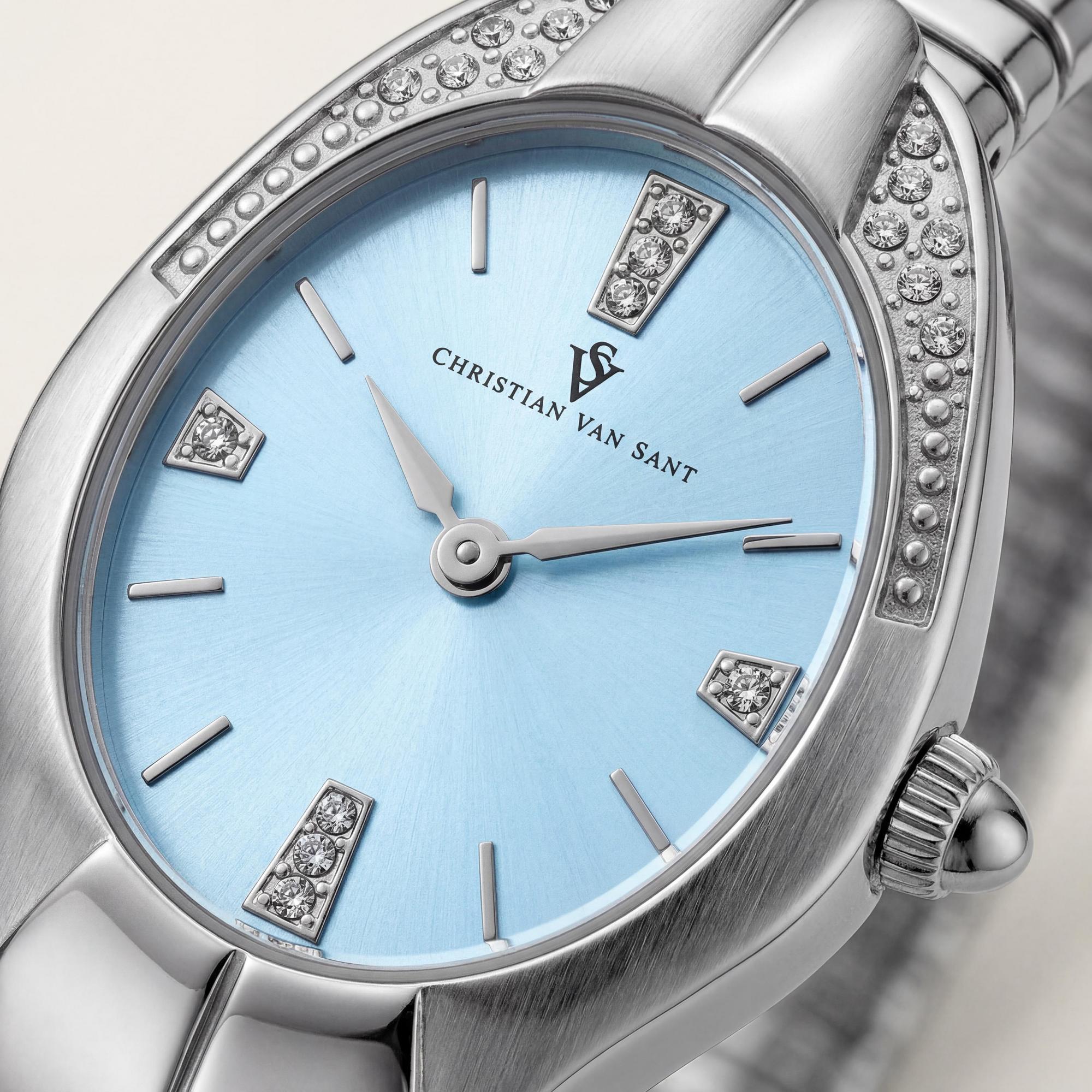 Christian Van Sant Women's Stainless Steel Case & Bracelet Blue Dial Quartz Water Resistant Watch, Photo 2