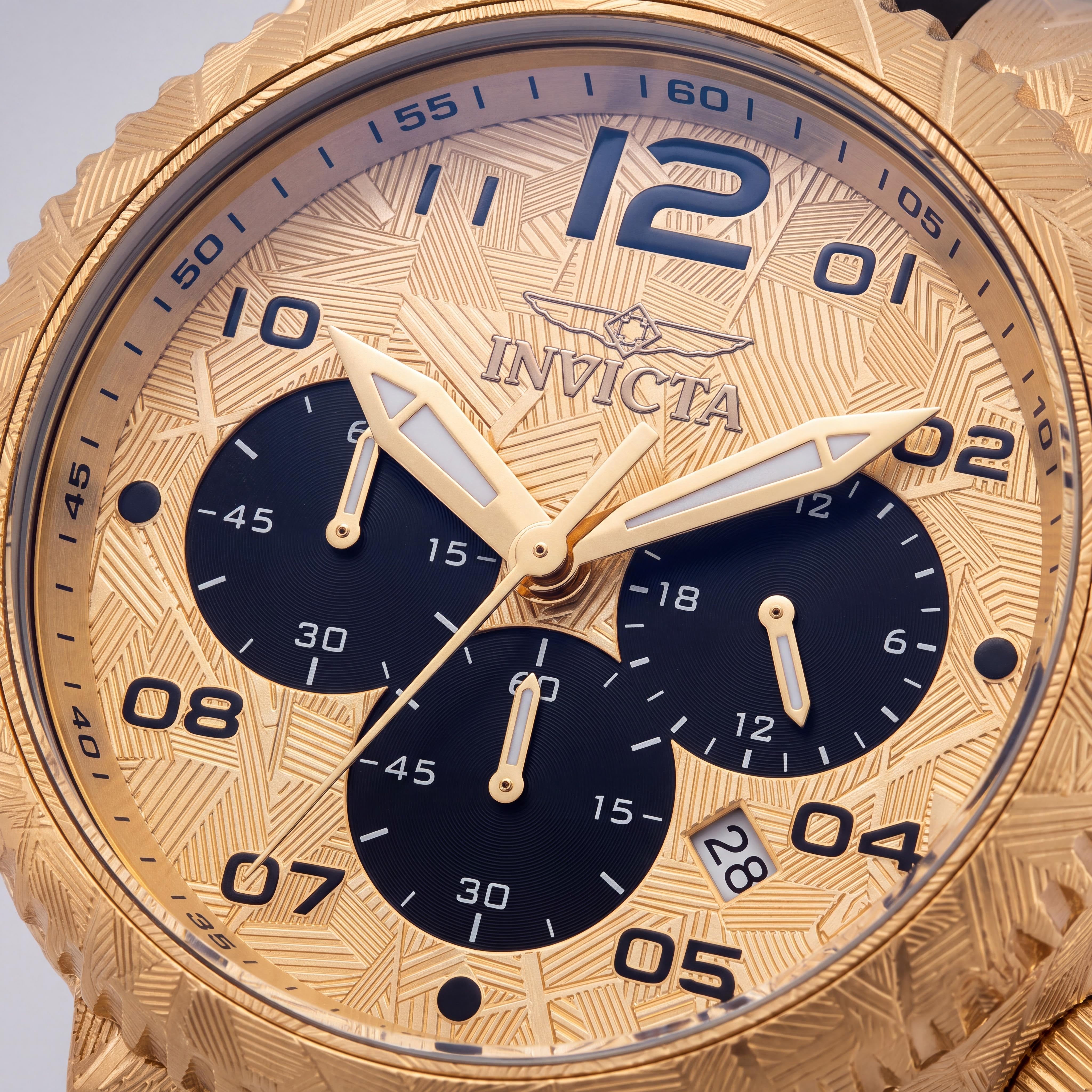 Invicta Pro Diver 48618 Unisex Gold Stainless Steel Case Chronograph Quartz 52mm Watch with Silicone Strap, Photo 2