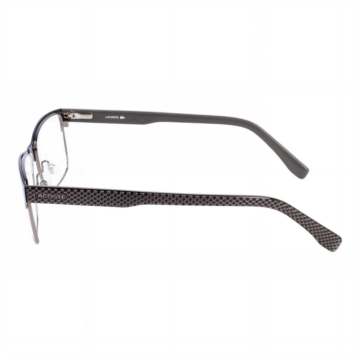 Gafas graduadas Lacoste Casual para hombre con montura color gris plomo y lentes de plástico transparente, 54 mm, Photo 2