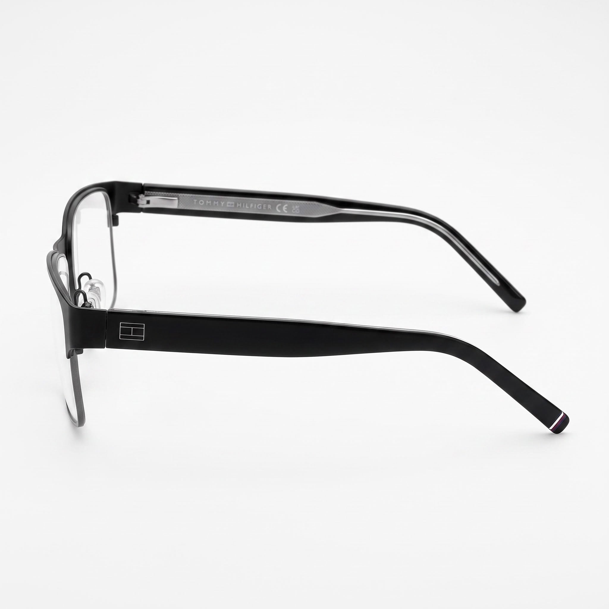 Tommy Hilfiger TH 2074 Gafas de hombre casuales de acero inoxidable, negro mate y dorado 55/19/145, Photo 3