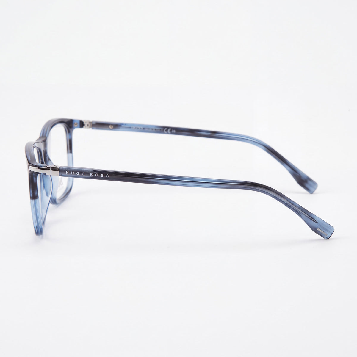 Hugo Boss Modern Collection Men's Eyeglasses with Blue Havana Acetate Frame, Full Rim Square Design, Size 55, Photo 2