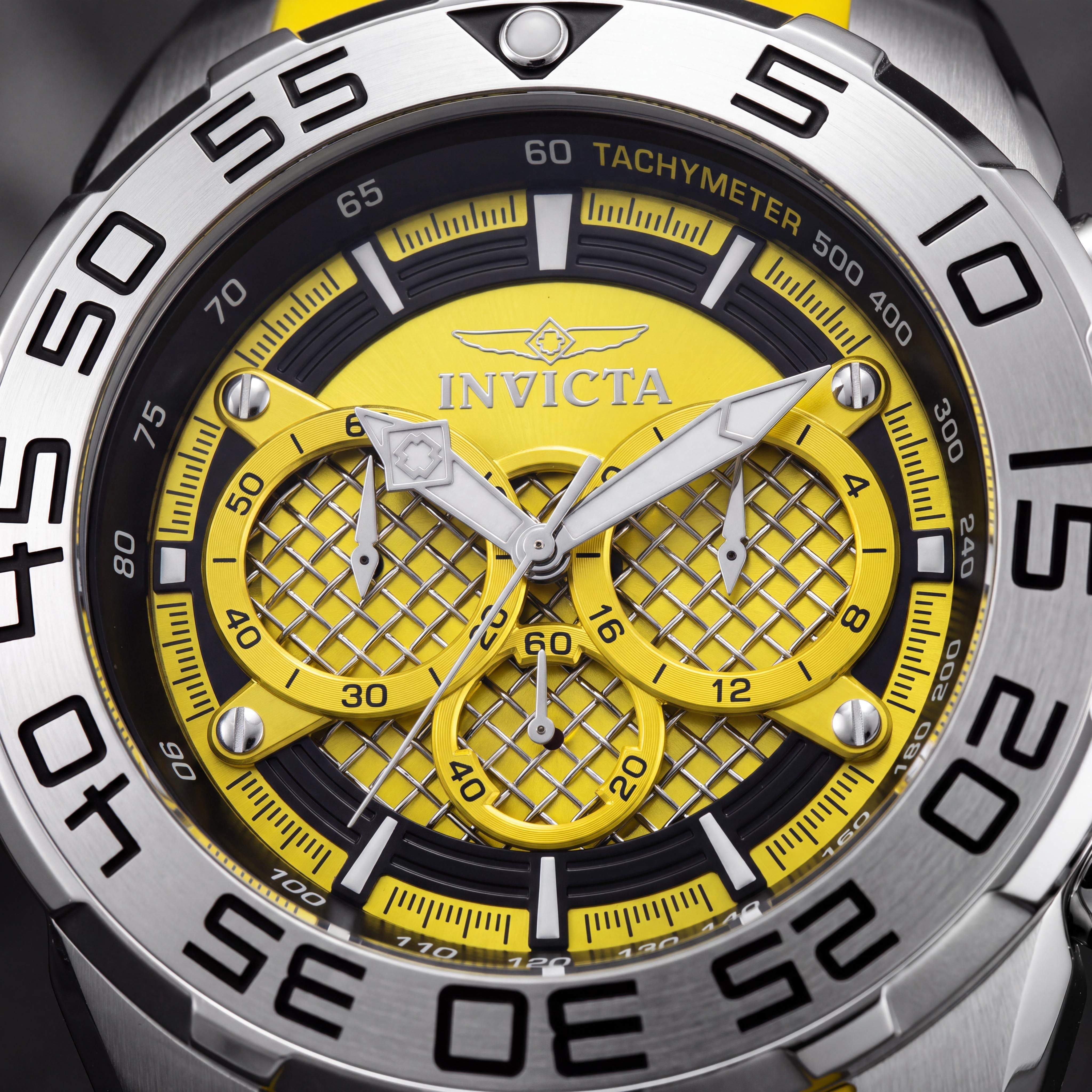 Invicta Men's Speedway 26298 Chronograph Silver Stainless Steel Bracelet Watch, Yellow Dial, 50mm, Photo 2