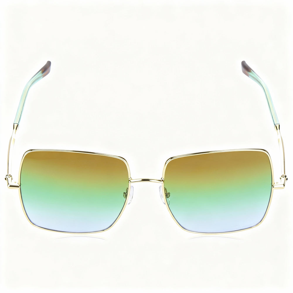 Gafas de sol Missoni Classic para mujer, de acero inoxidable, doradas, marrones y verdes, con lentes doradas degradadas, 100 % protección UV, 58 mm