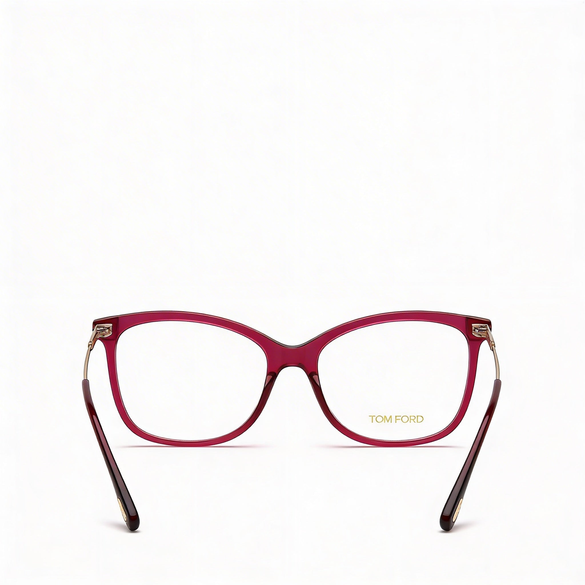 Tom Ford Modern Unisex Plastic Eyeglasses with Transparent Violet Front and Rose Gold Temples 52-17-140, Photo 3