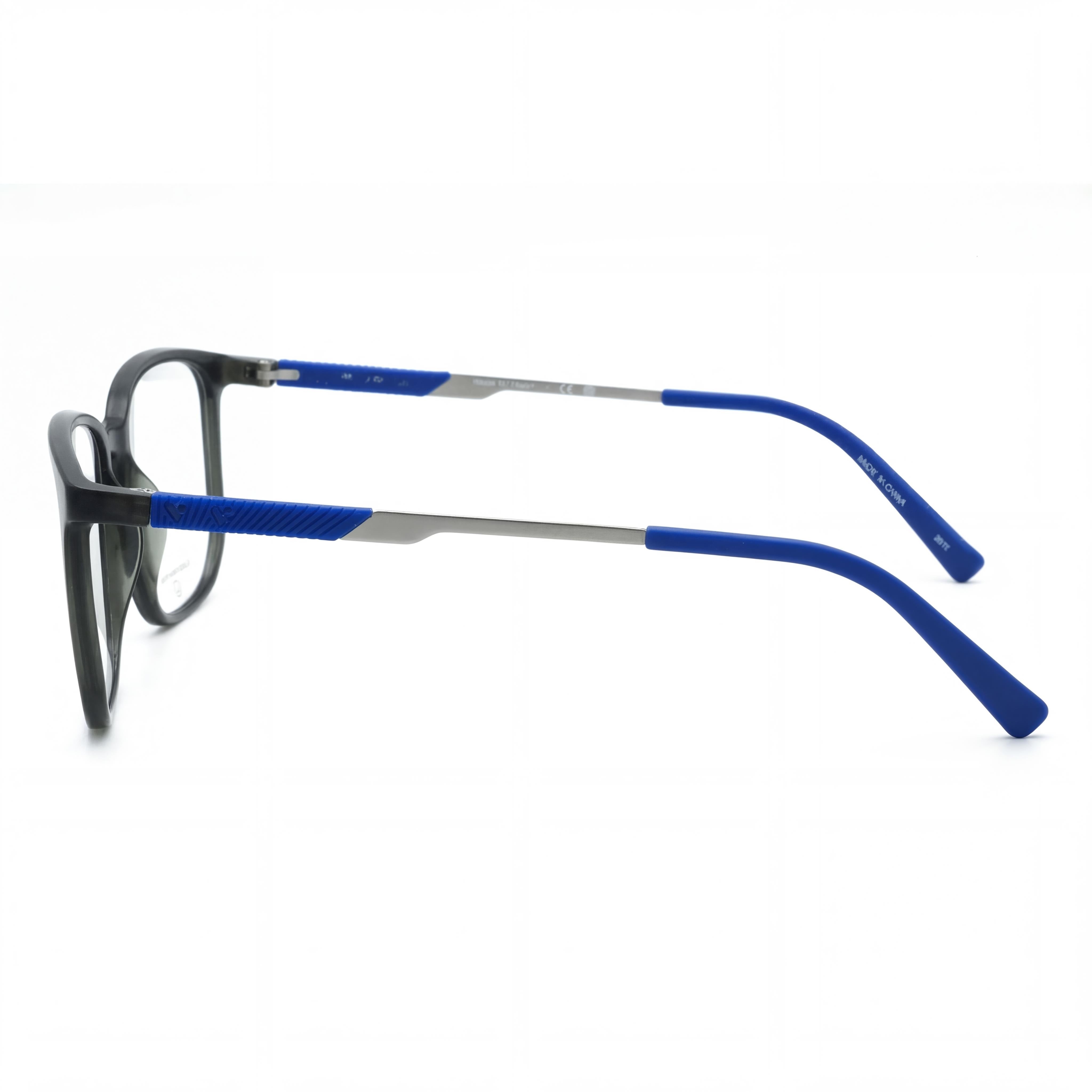 Flexon 606 Men's Durable Flexible Metal Full Rim Rectangle Eyeglasses - Shiny Crystal Grey 54-18-145, Photo 3