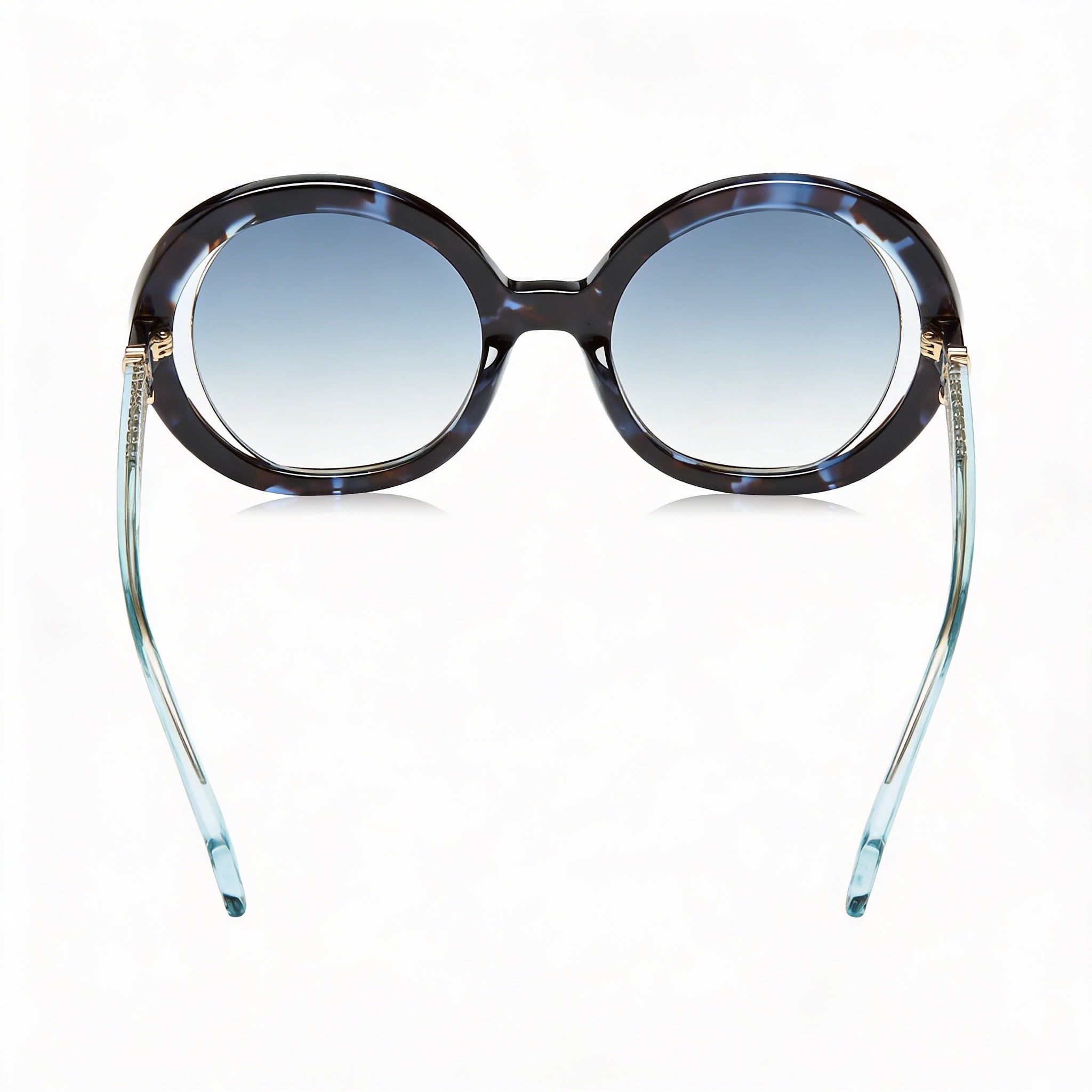 Just Cavalli Casual Women's Blue Havana Metal Acetate Rounded Sunglasses with Smoke Gradient Yellow Lenses UV Protected 58-17-140, Photo 4