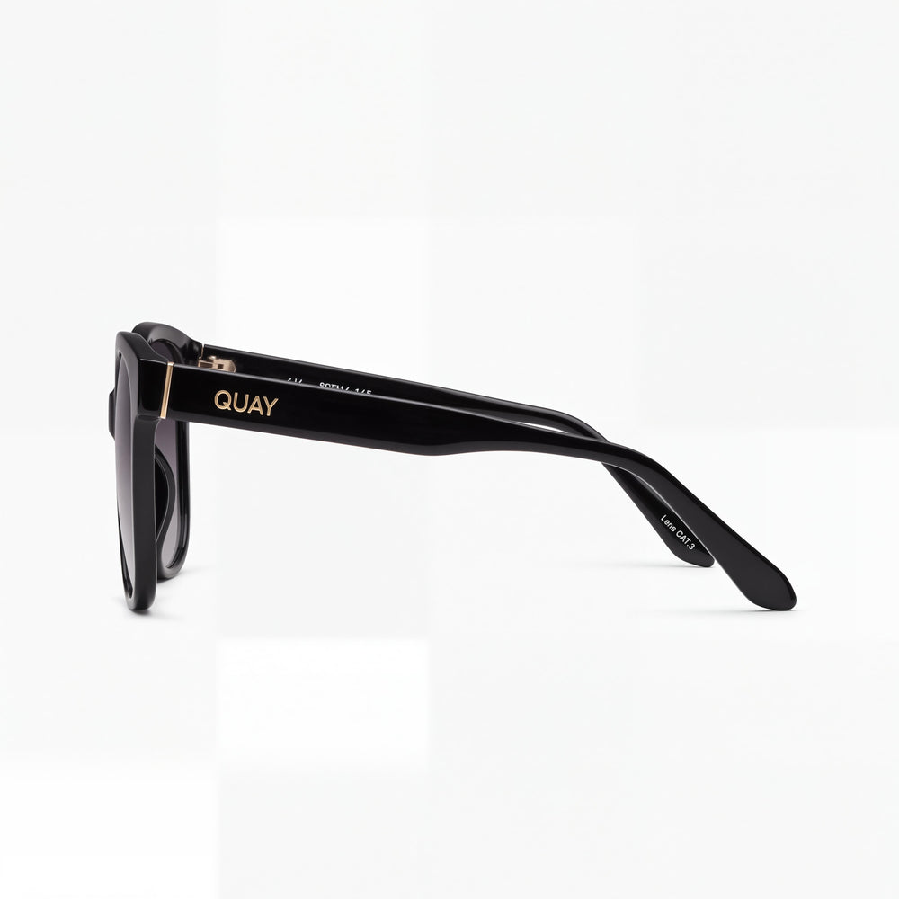 Gafas de sol oversize para mujer Quay Australia Wide Awake negras con inyección de policarbonato ahumado y protección UV