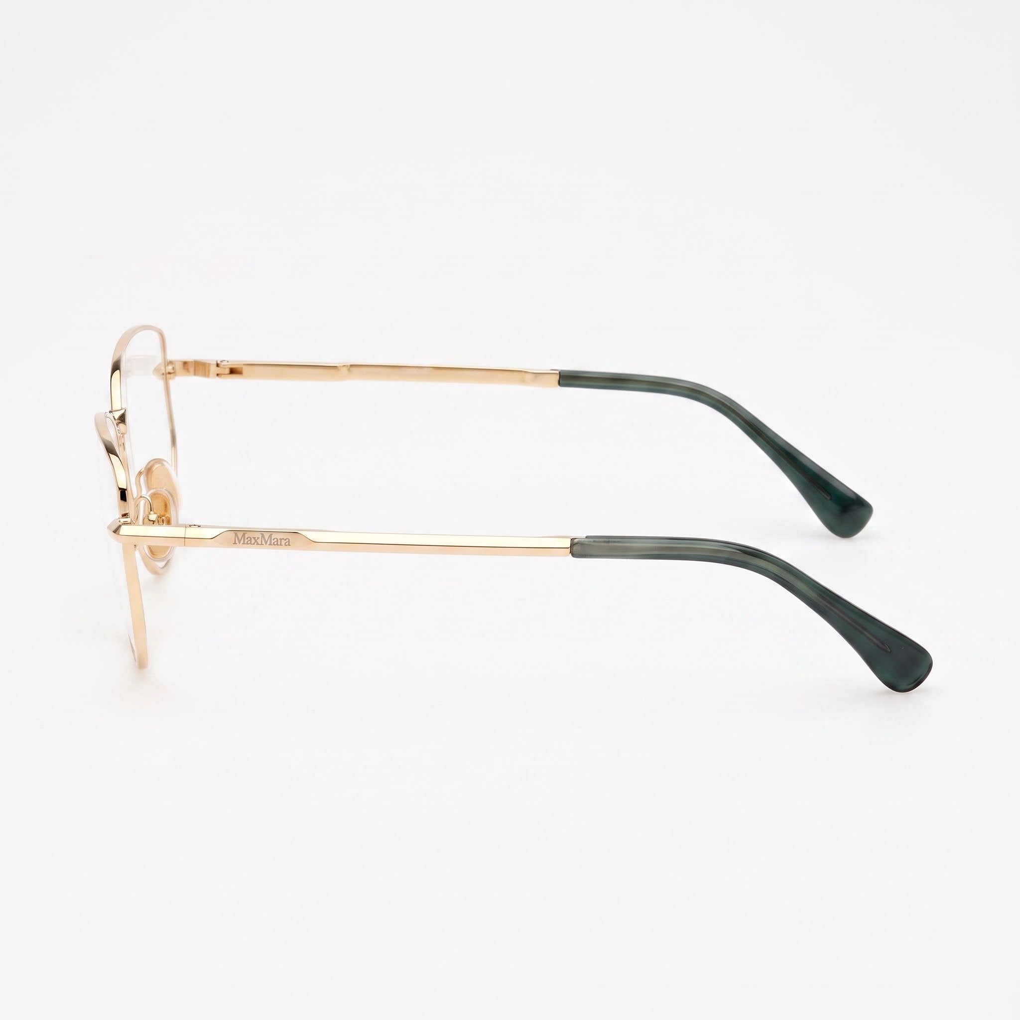 MaxMara Mm5153 Women's Shiny Deep Gold Metal Frame Polycarbonate Lens Eyewear, 55mm Lens Width, Photo 2