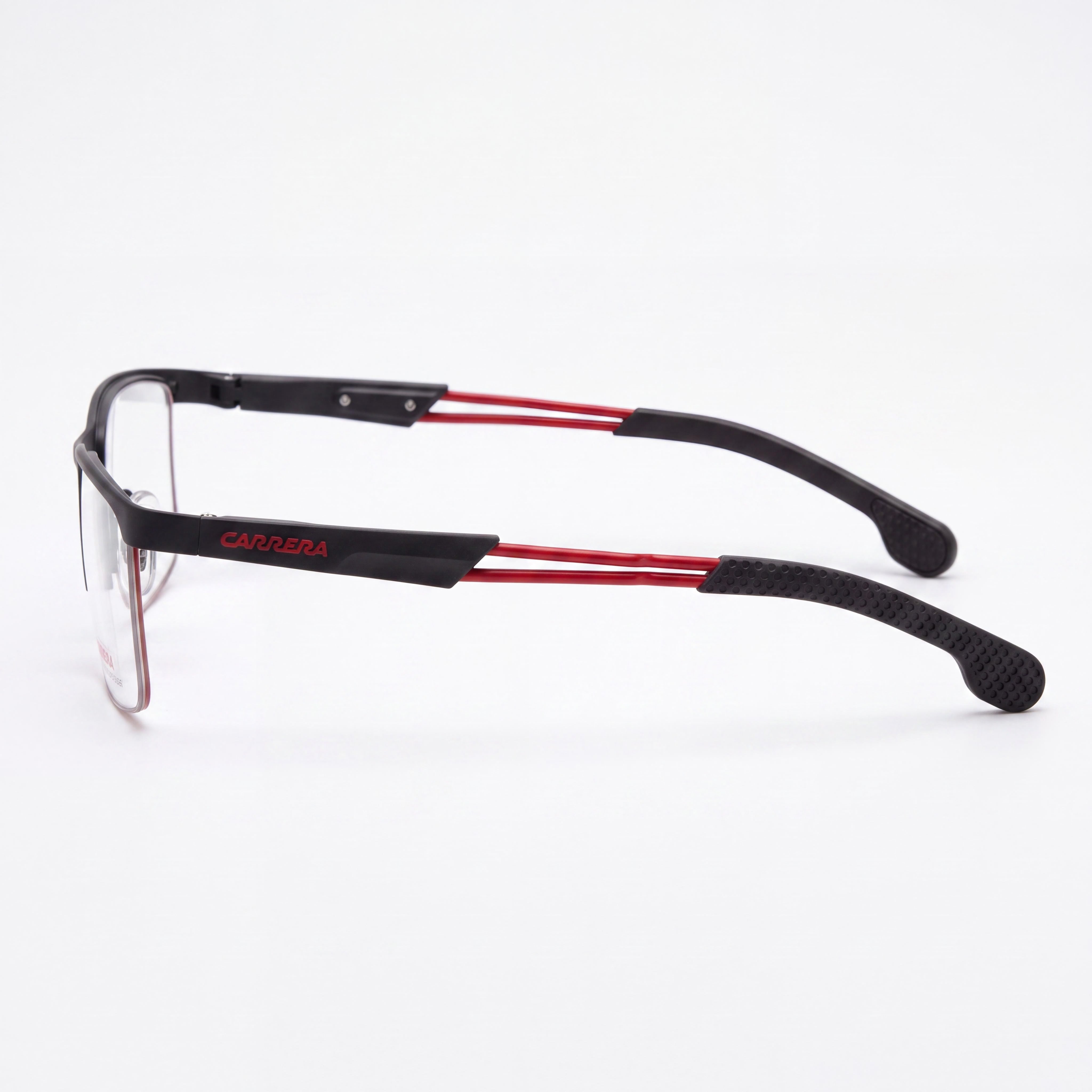 Carrera 4408 Unisex Matte Black/Red Semi-Rimless Rectangular Alloy Steel Optical Eyeglasses 54mm, Photo 2