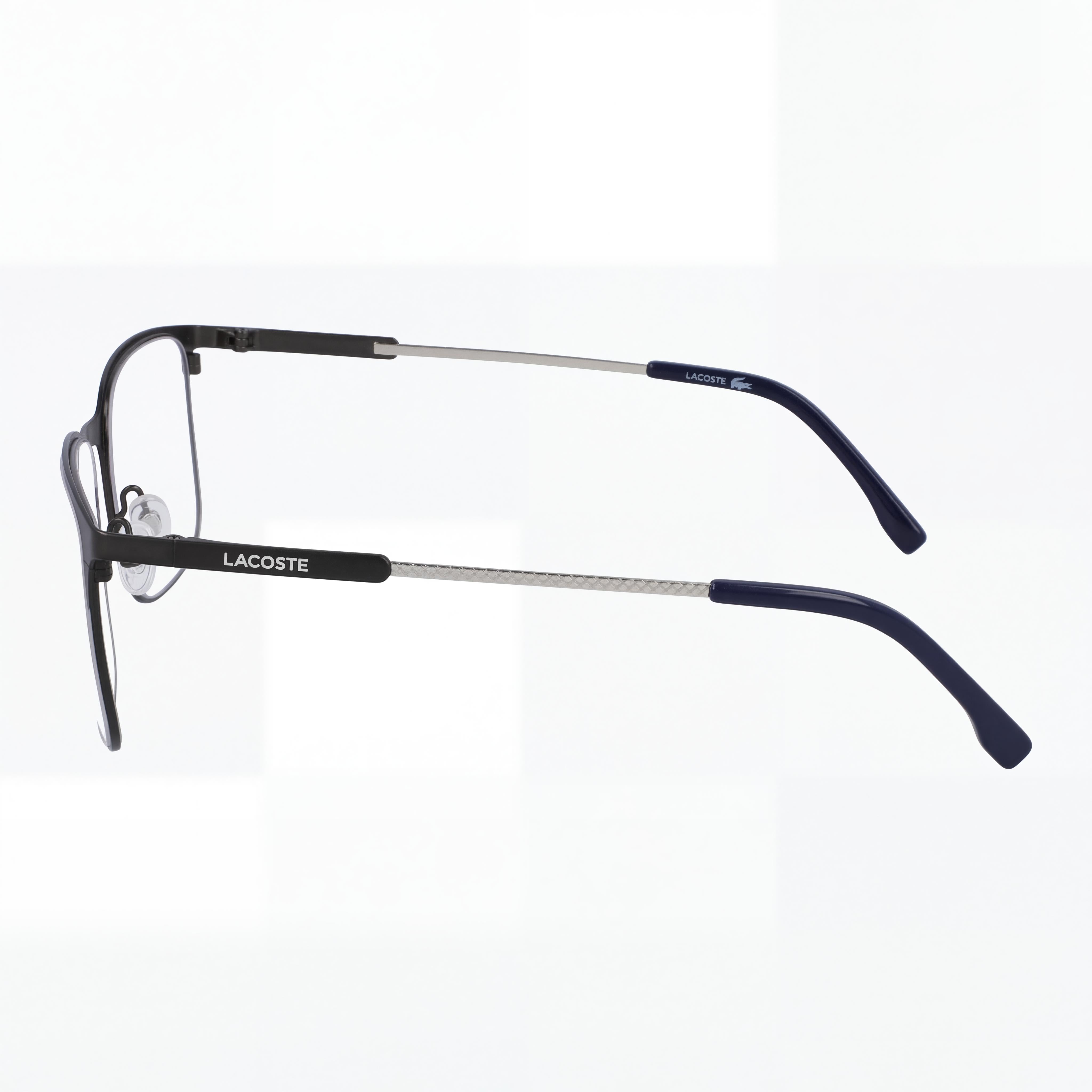 Lacoste Casual Men's Ophthalmic Eyeglasses with Matte Dark Grey Frame and Transparent Plastic Lenses 55mm, Photo 2