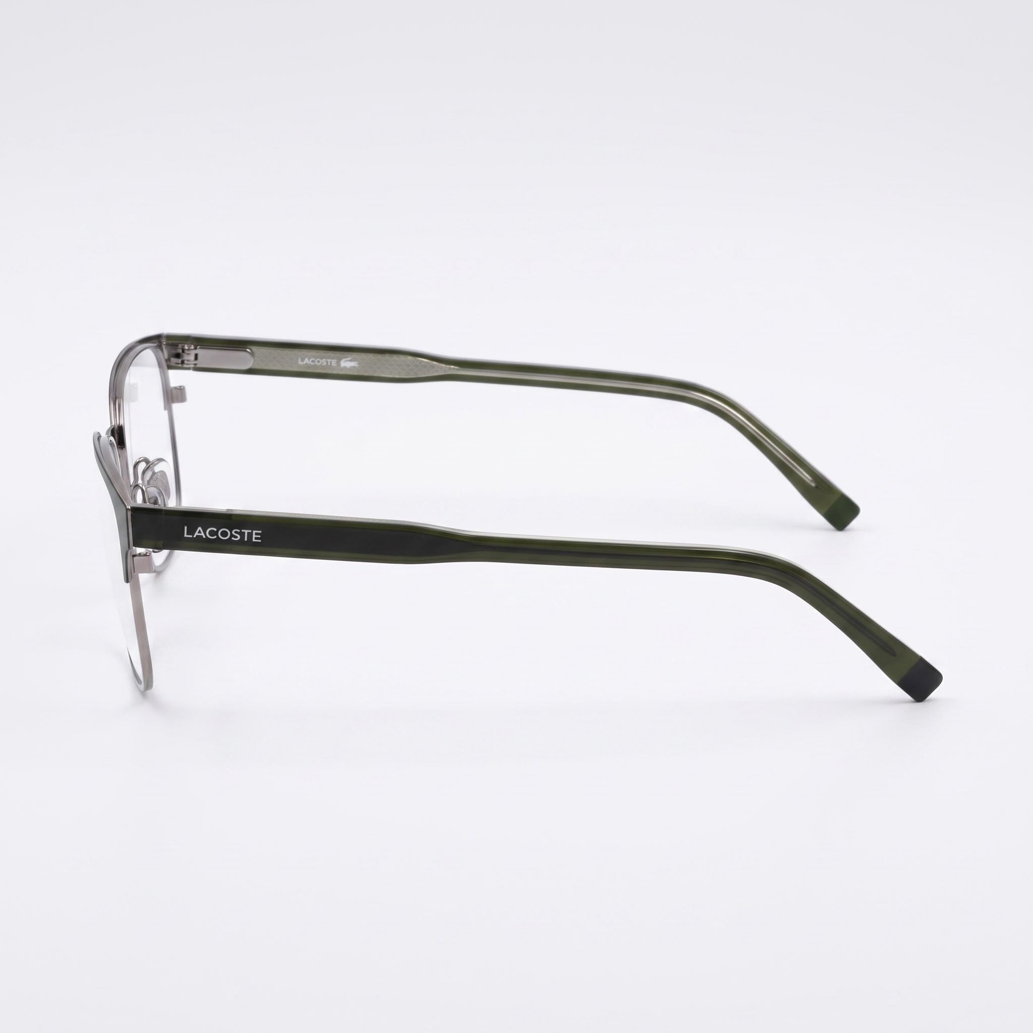 Gafas Lacoste casual para hombre, color caqui mate, con lentes de plástico transparente 53-18-145, Photo 3