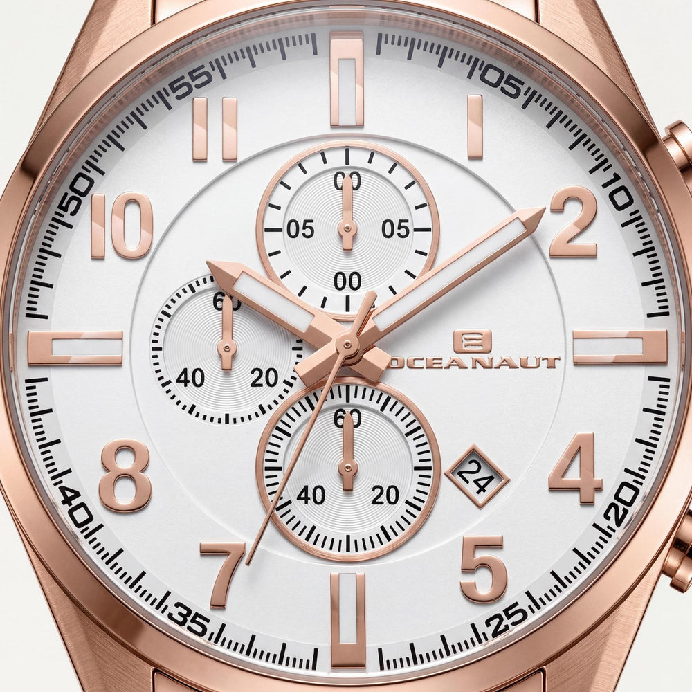 Reloj de pulsera Oceanaut OC5855 para hombre, esfera plateada, caja y brazalete de acero inoxidable, resistente al agua.
