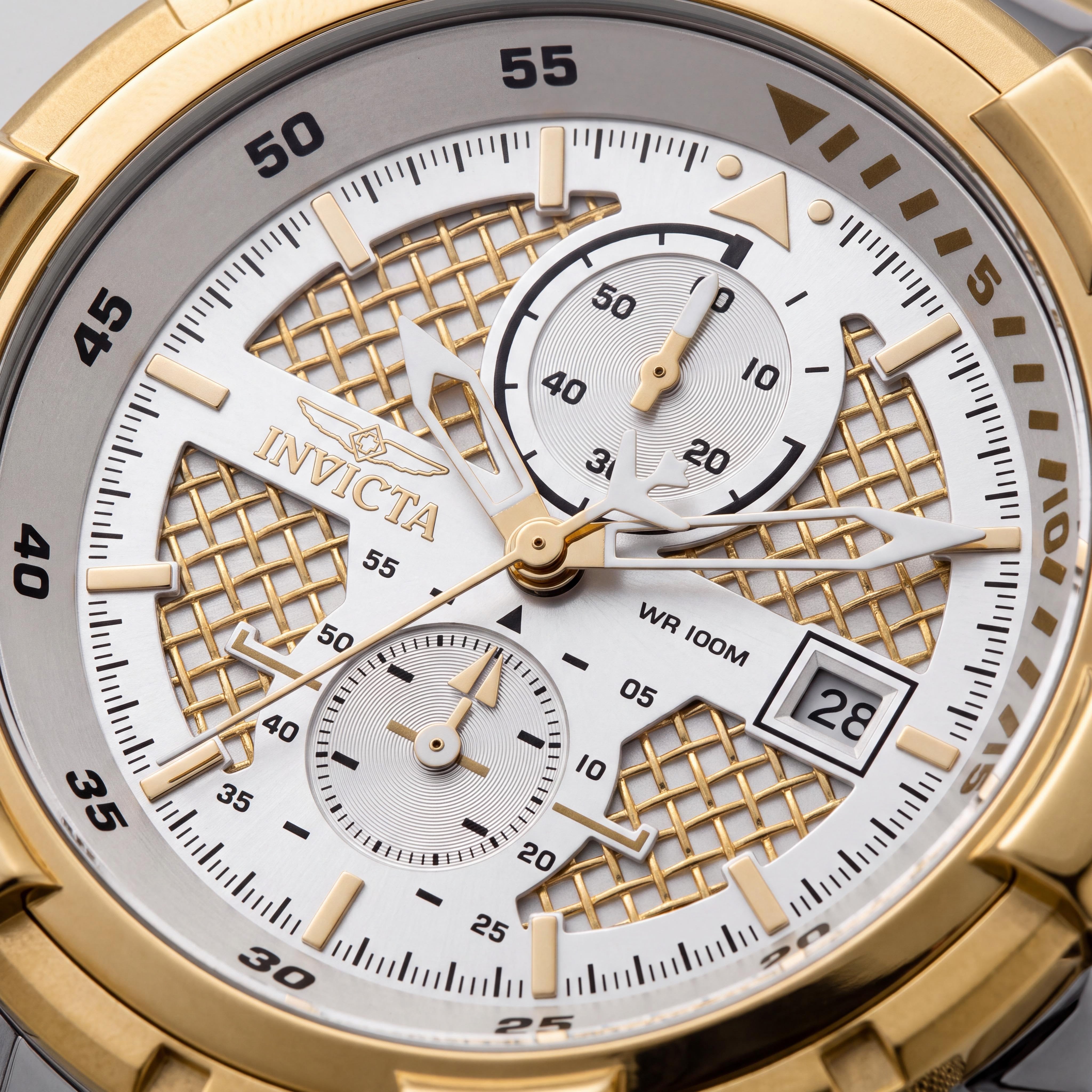 Invicta Reloj de hombre Aviator 28120 Cronógrafo Cuarzo Tono plateado Tono dorado Acero inoxidable 51mm 100m RM, Photo 2