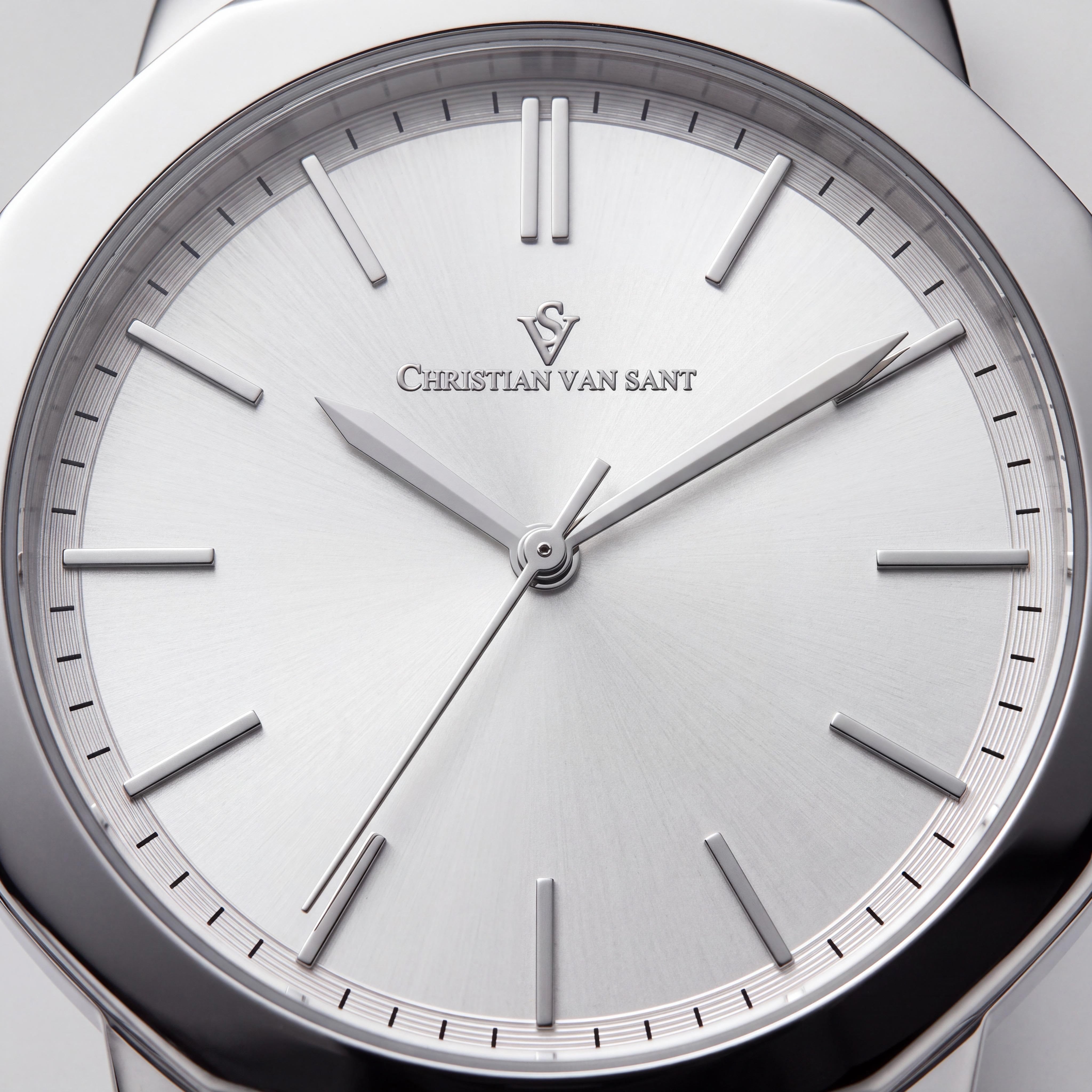 Reloj Christian Van Sant Octave Slim de cuarzo de acero inoxidable con esfera plateada resistente al agua para mujer, Photo 2