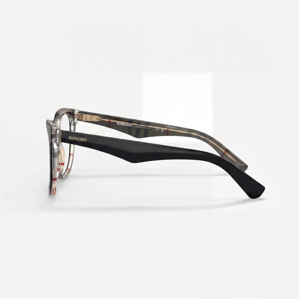 BURBERRY Classic Black Frame Unisex Acetate Eyewear, Clear Polycarbonate Lenses, 53mm Lens Width
