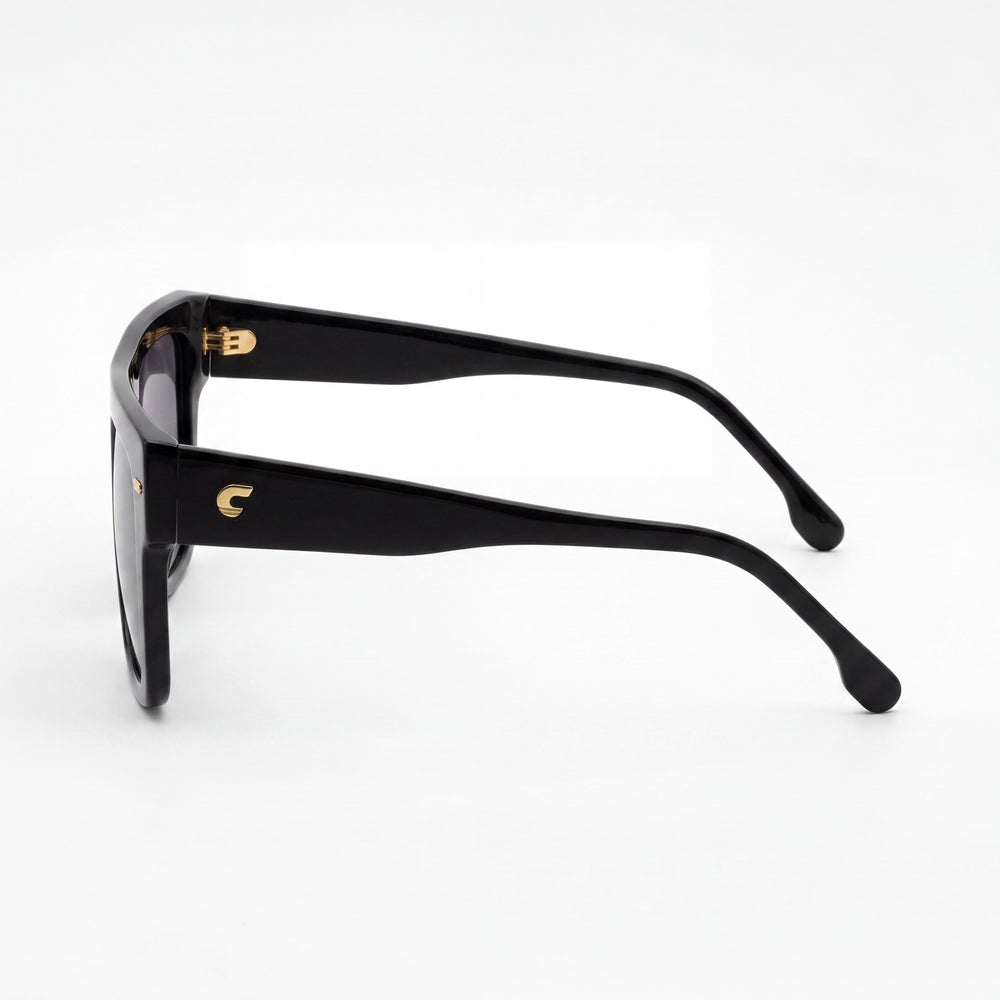 Carrera 3016/S Gafas de Sol para Mujer, Montura de Acetato Negro/Gris con Lentes Negras no Polarizadas UV 400 55-17-140