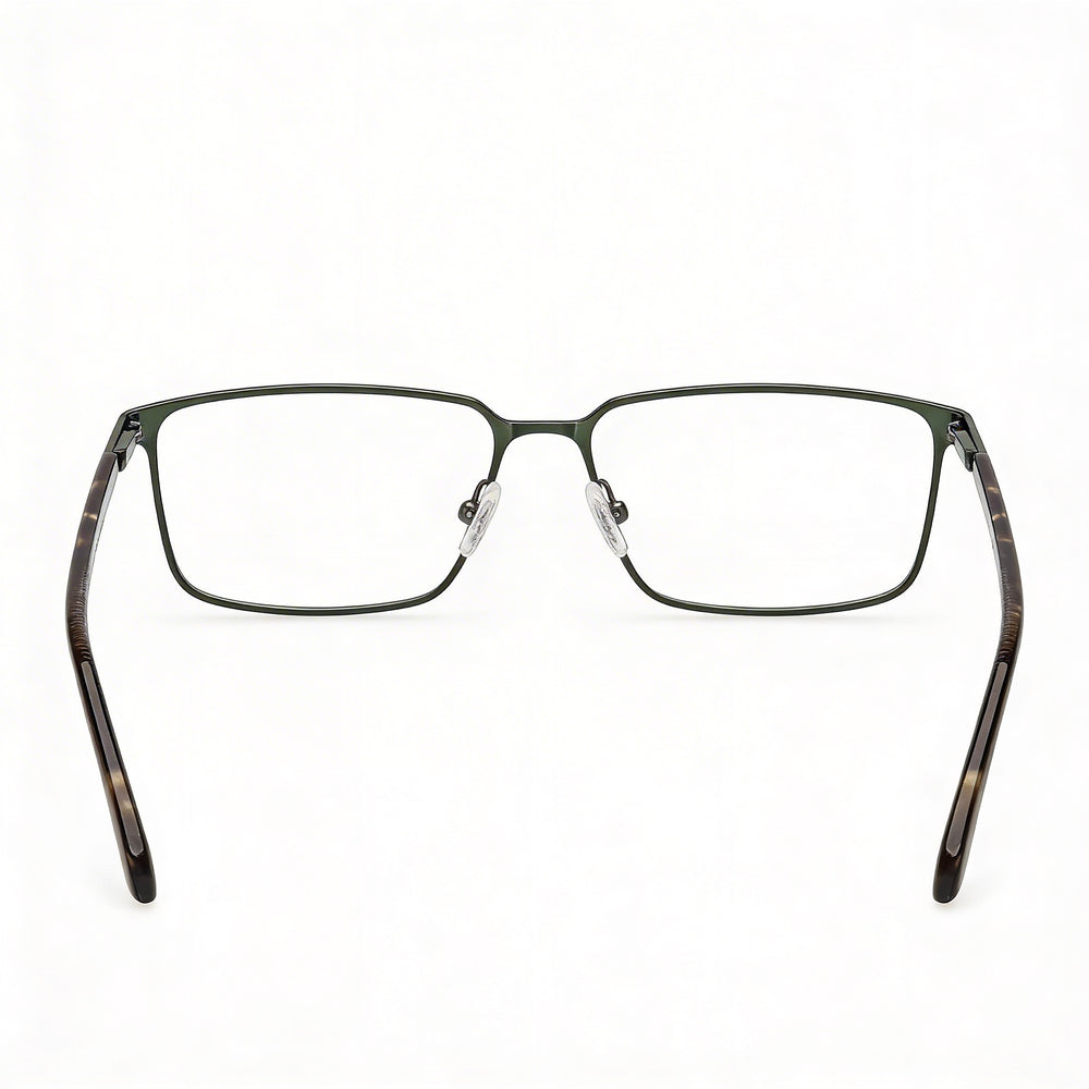 Guess Gu50244 Men's Metal Frame Eyewear with Polycarbonate Lenses, Matte & Shiny Dark Green, 57-16-145