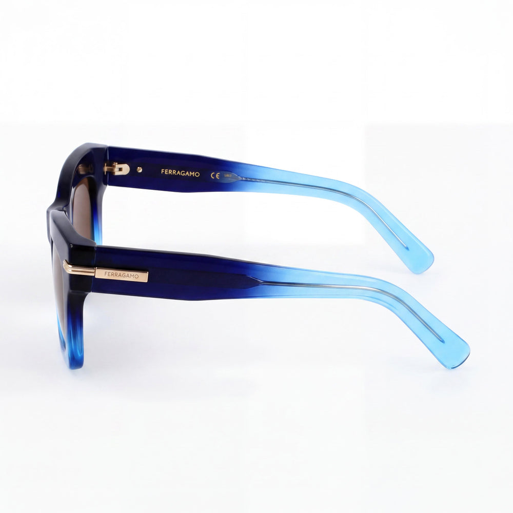 Ferragamo Sf2031s Men’s Acetate Frame Sunglasses, Dark Blue Transparent, Protection, 52mm Lens