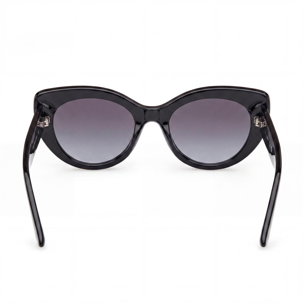 GUESS Gu00163 Women's Shiny Black Plastic Cat Eye Gradient Smoke UV Protection Sunglasses 54