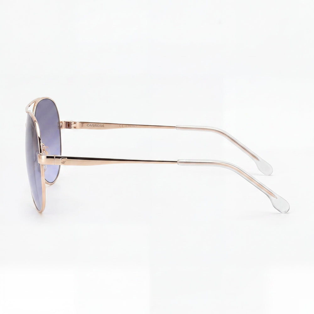 Carrera Casual Women's Stainless Steel Sunglasses Gold Blue Grey Azure with Blue Shaded Lenses & UV Protection 63-13-140