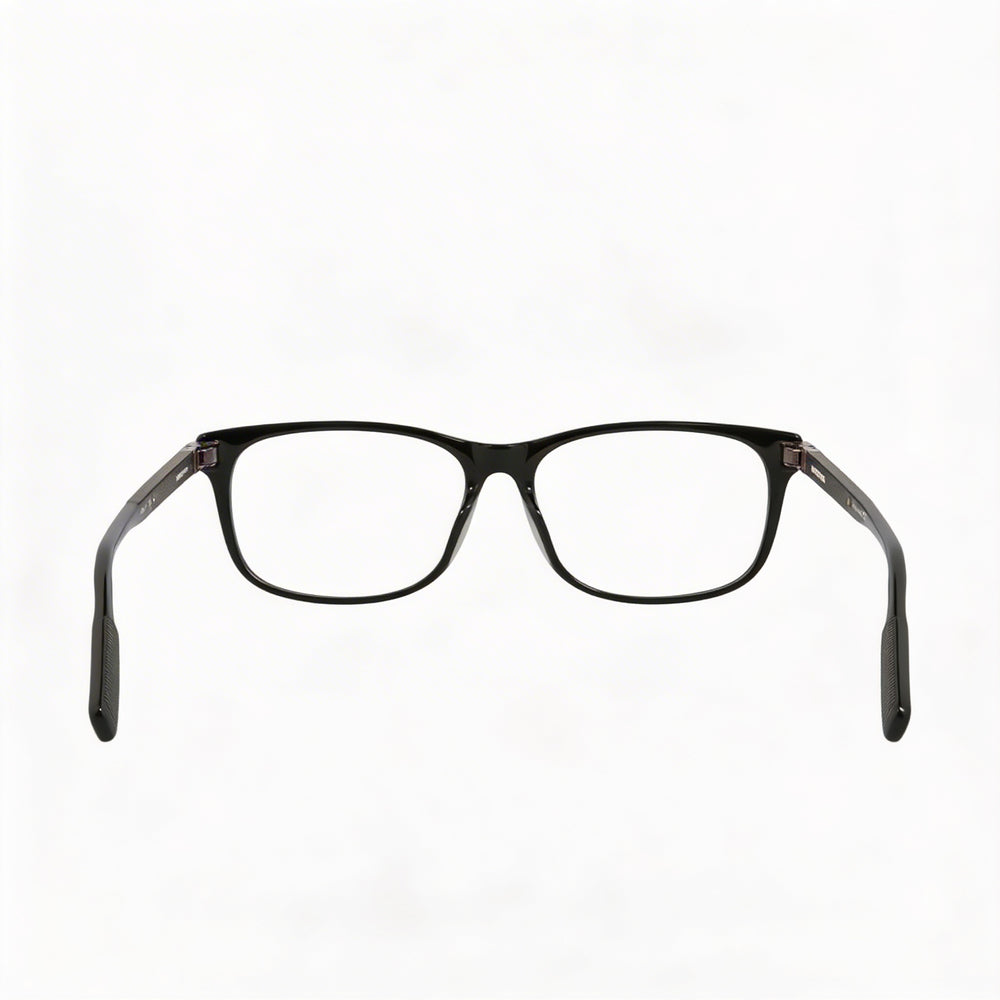 MONTBLANC Gafas para hombre, armazón completo de plástico negro, rectangular, con lentes transparentes de acetato, graduables 56-18-150