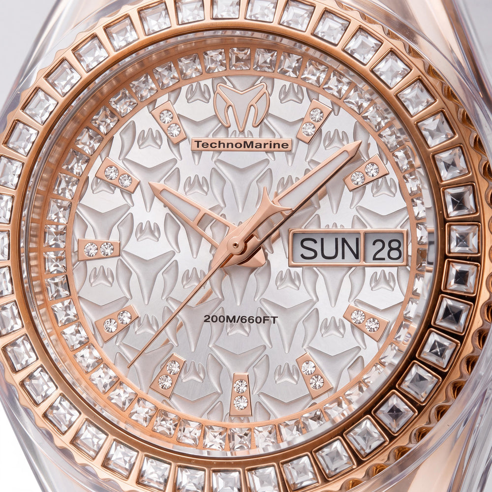 Reloj TechnoMarine Cruise TM-121173 para mujer, oro rosa, caja de acero inoxidable, cuarzo 40 mm, 20 ATM, correa de silicona