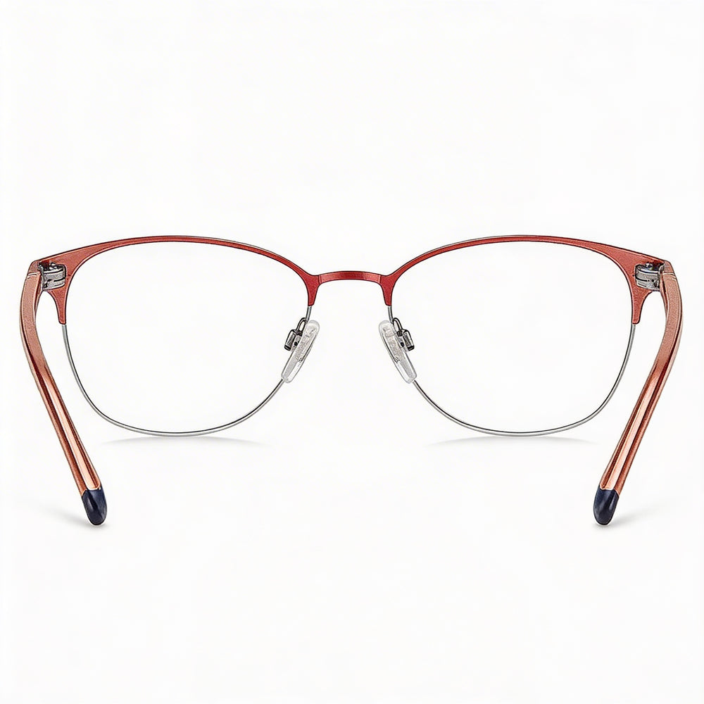 Gafas Tommy Hilfiger TH 1749 para mujer, rojas mate, de acero inoxidable, cuadradas, semi al aire, de policarbonato, 53 mm
