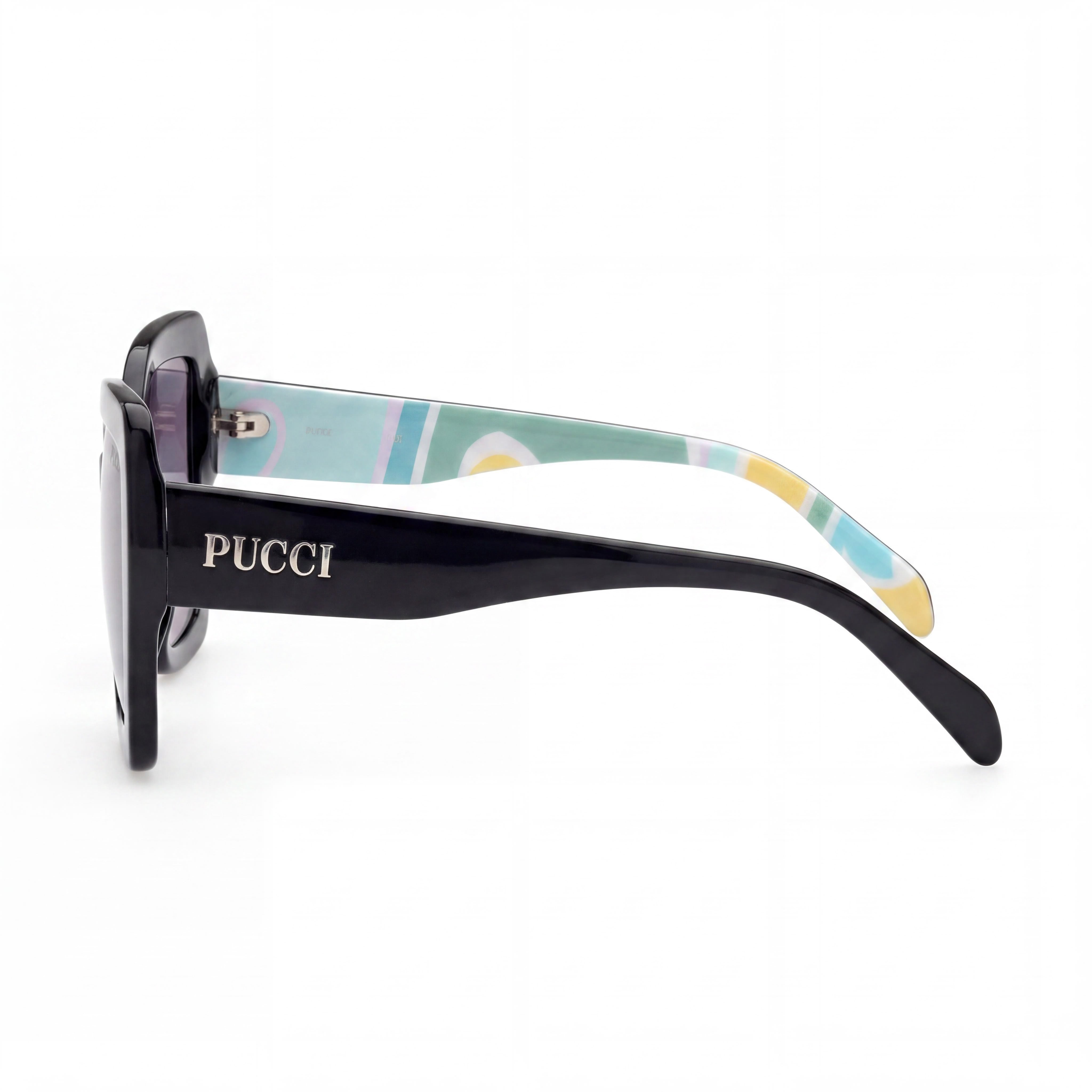 Emilio Pucci Casual Unisex Shiny Black Tropicana Green Turquoise Butterfly Smoke Lens UV Sunglasses 58mm, Photo 3