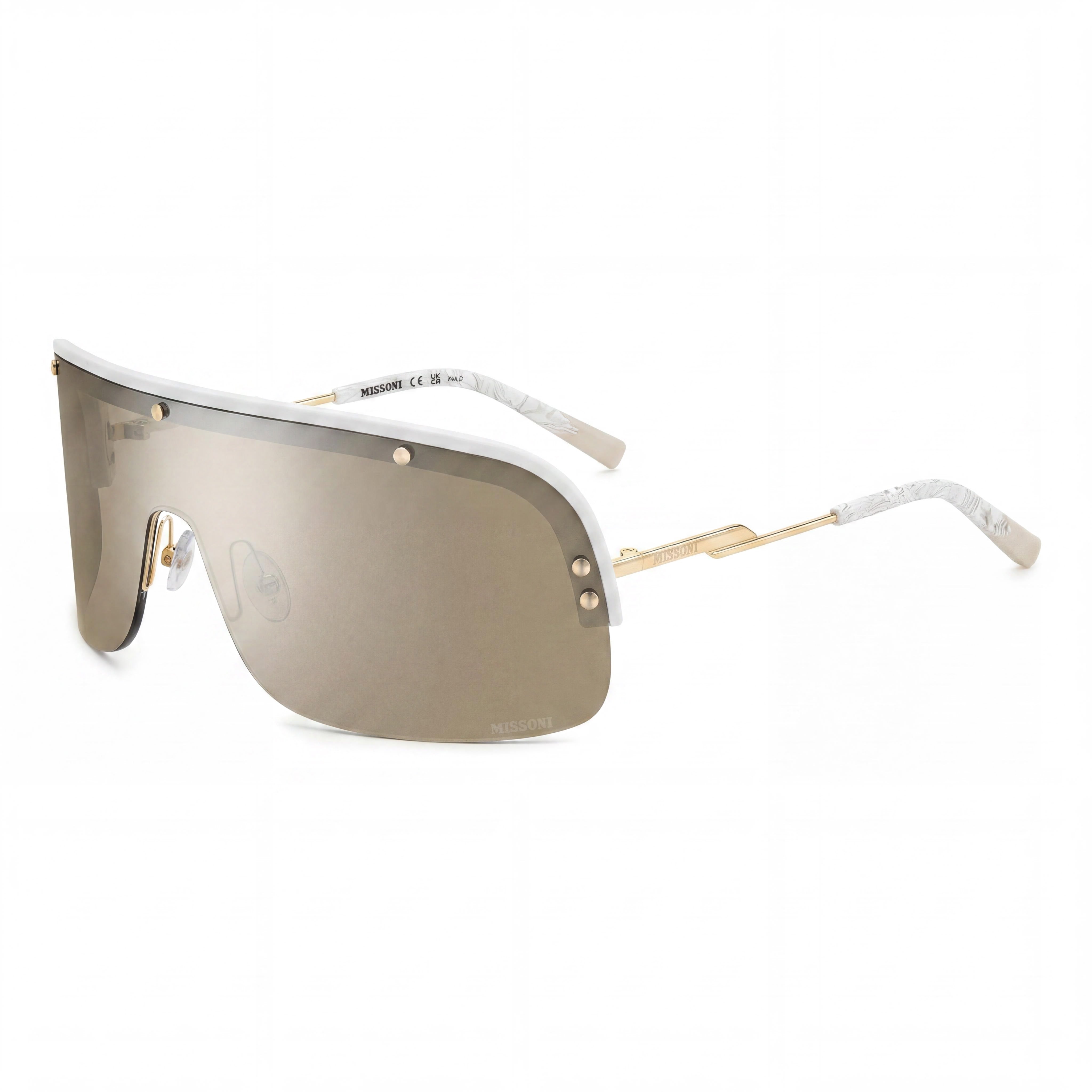 Gafas de sol casuales Missoni para mujer, de poliamida blanca y plateada, con efecto espejo, 99-01-115, Photo 1