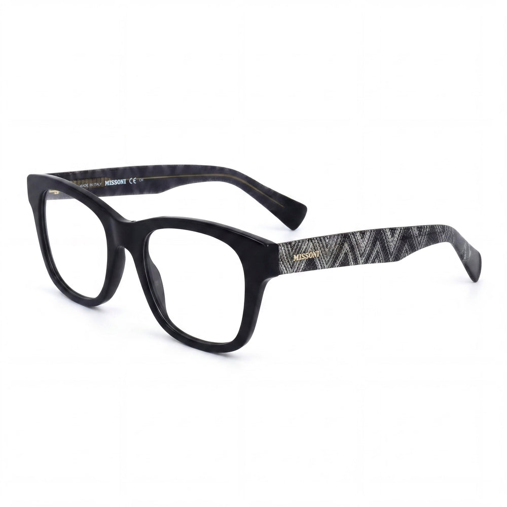 M Missoni Casual Women's Eyeglasses with Black Acetate Frame and Black Polycarbonate Lenses, Size 50-19-140