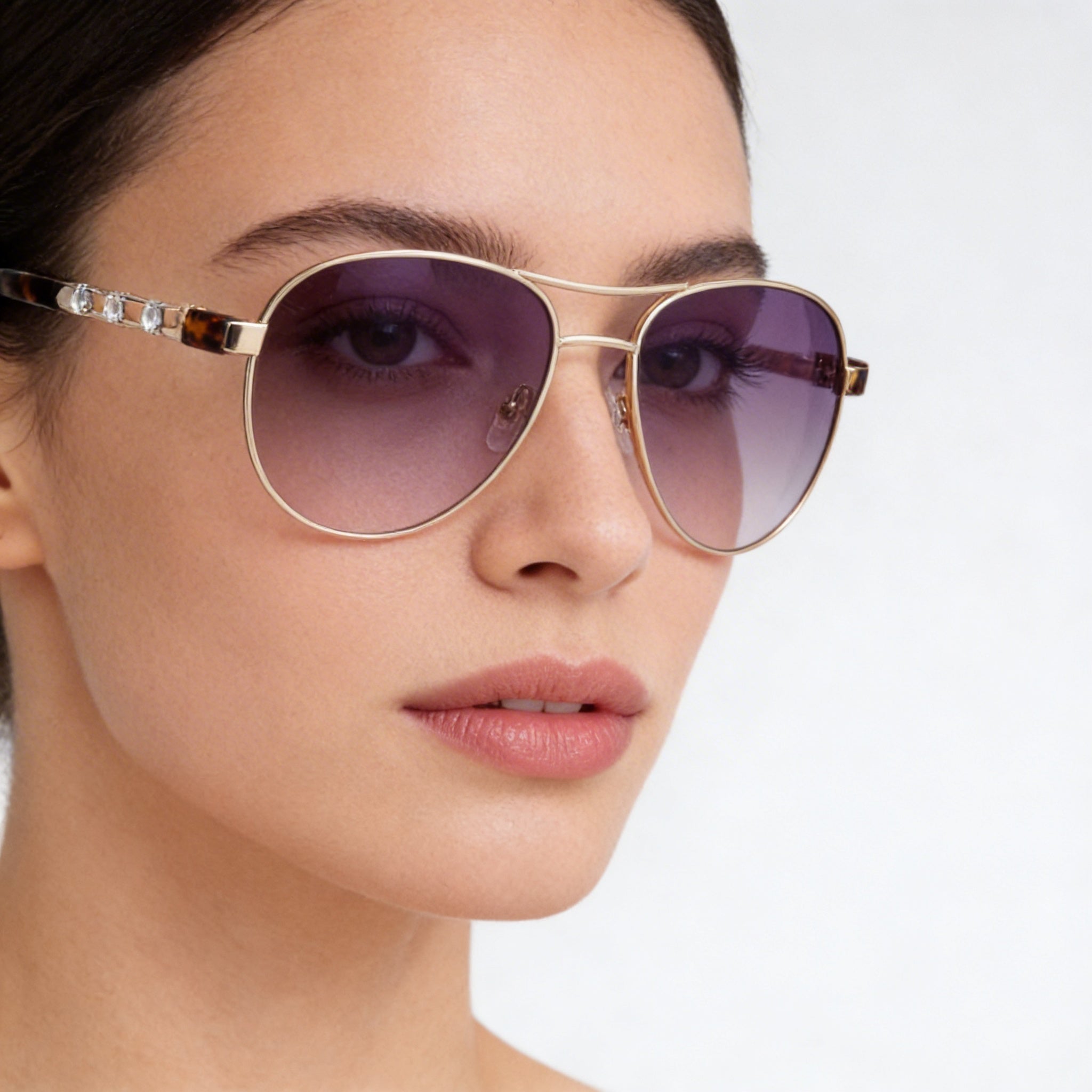 GUESS Women's Multicoloured Metal Frame Brown Lens Non-Polarized 100% UV Protection Sunglasses 61mm, Photo 4