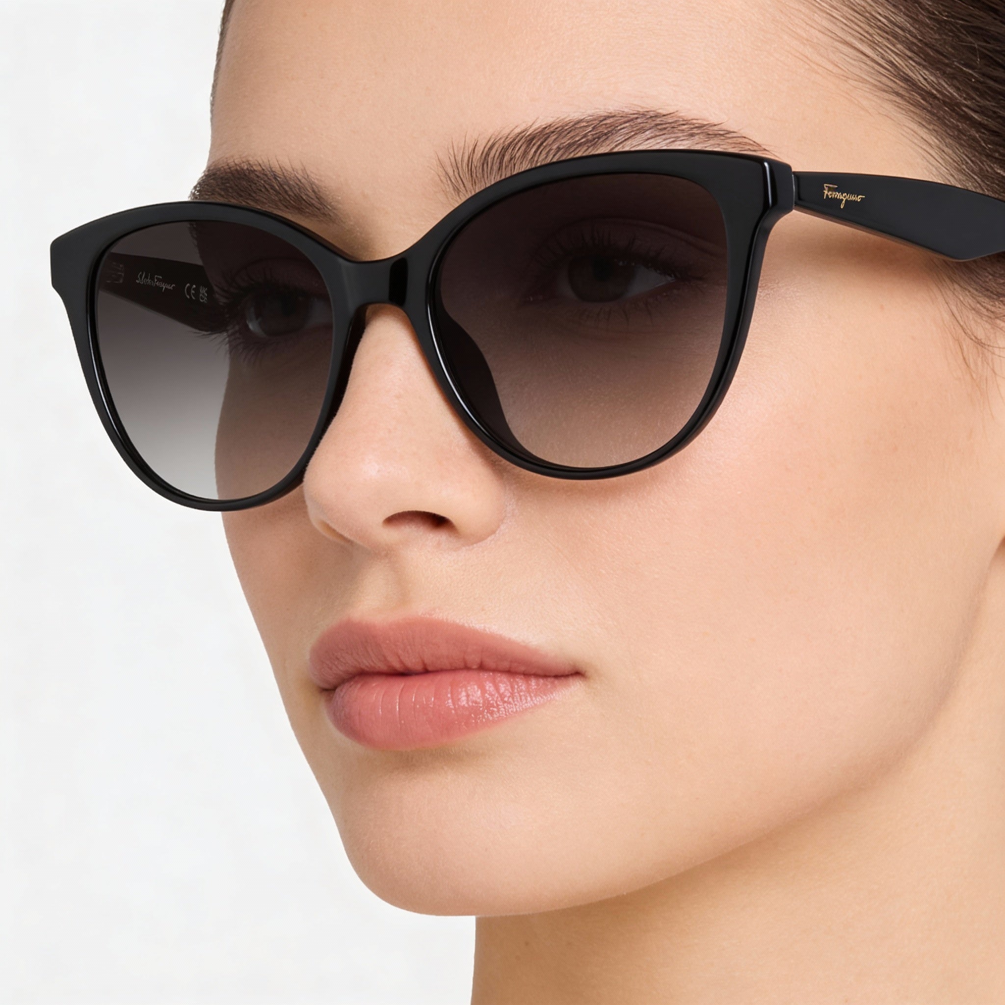 Salvatore Ferragamo SF1073S Women's Black Plastic Cat Eye Grey Gradient UV Protected Sunglasses 54mm, Photo 5