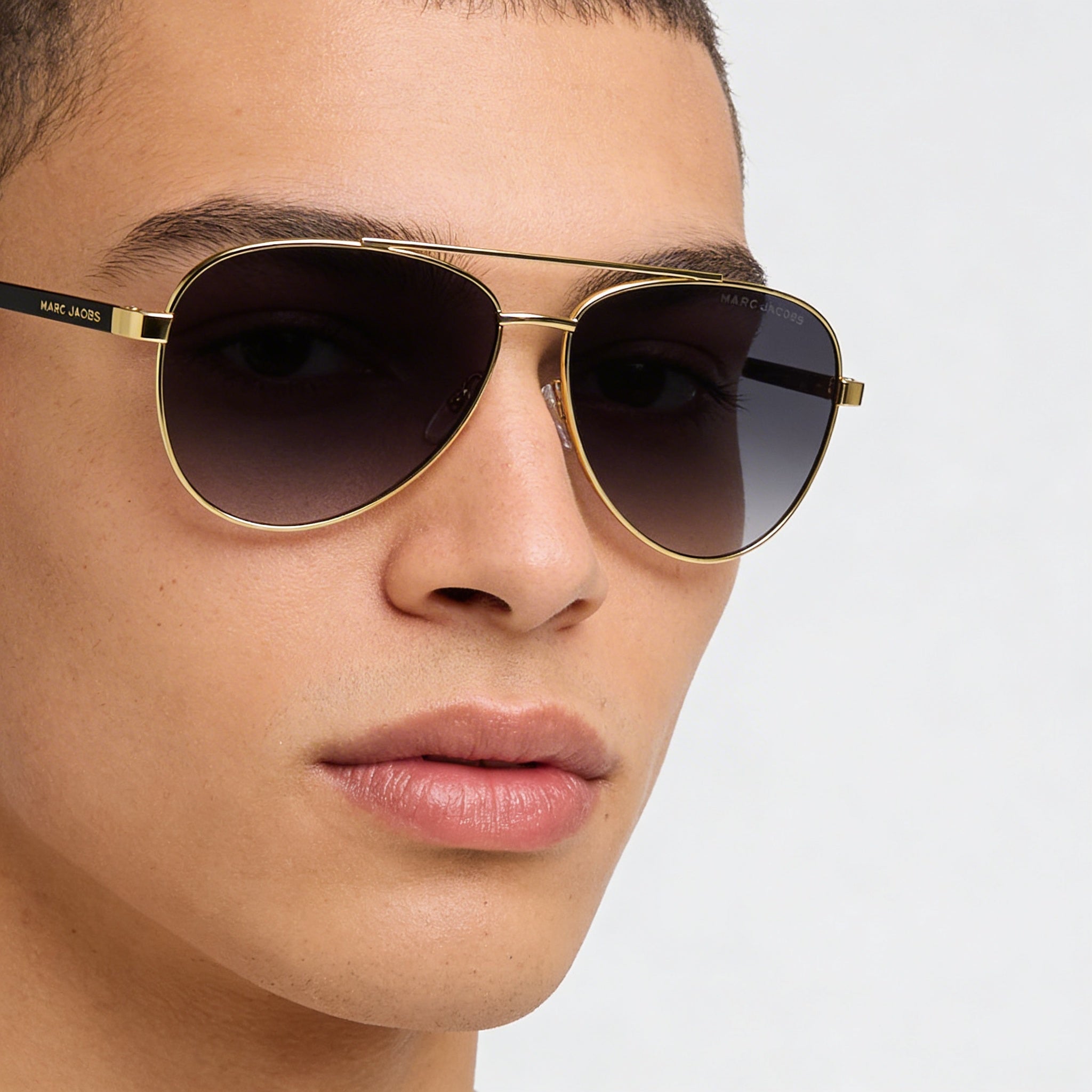 Gafas de sol unisex Marc Jacobs Marc 760/S de metal dorado y negro con lentes en gris oscuro 60-14-140, Photo 5