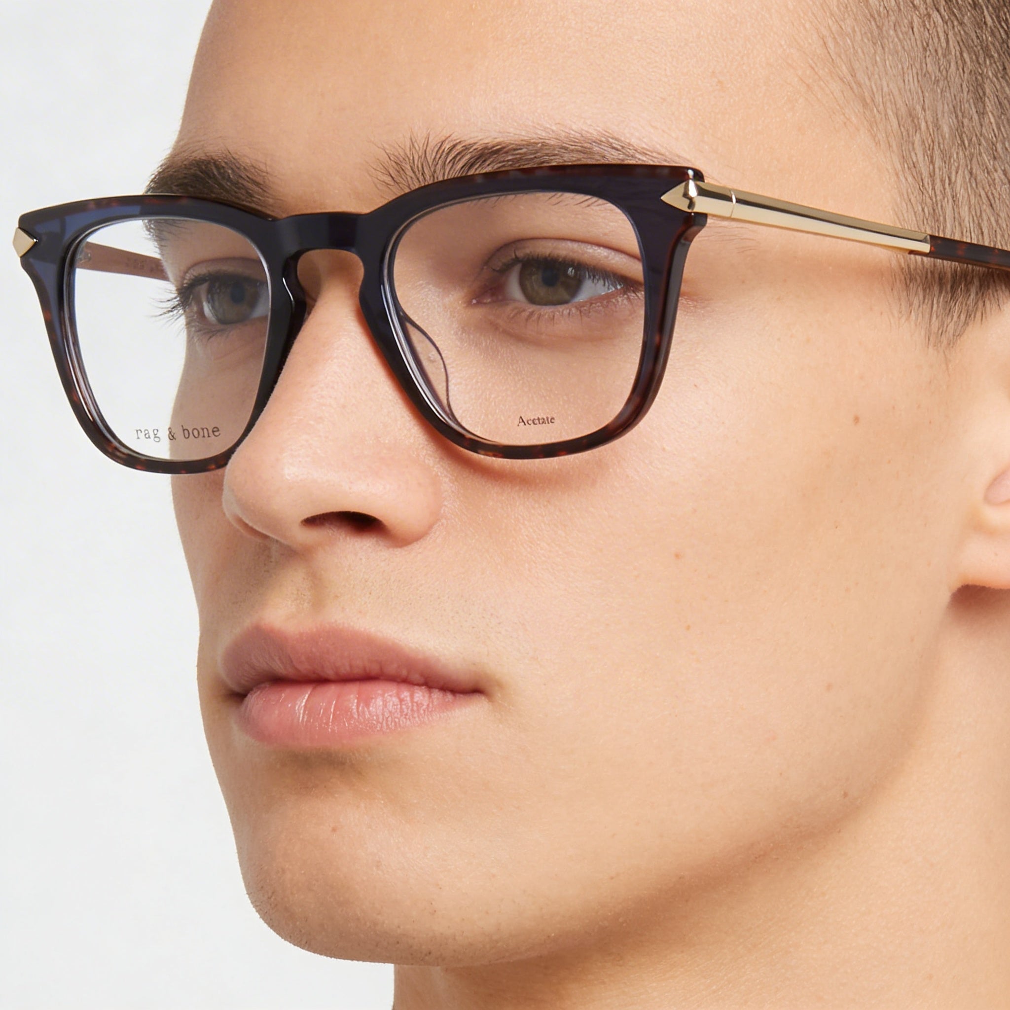 rag & bone Modern Unisex Sunglasses featuring a Blue Havana Acetate Frame and Polycarbonate Lenses 48mm, Photo 5