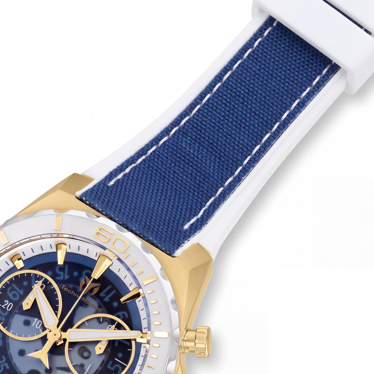 Reloj TechnoMarine TM-519007 para hombre, acero blanco y azul, tono dorado, cuarzo suizo, luminiscente, resistente al agua 100m, 48mm, Photo 3
